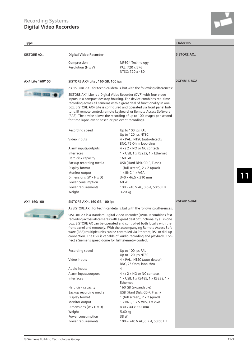 Recording systems digital video recorders | Siemens TFT User Manual | Page 151 / 218