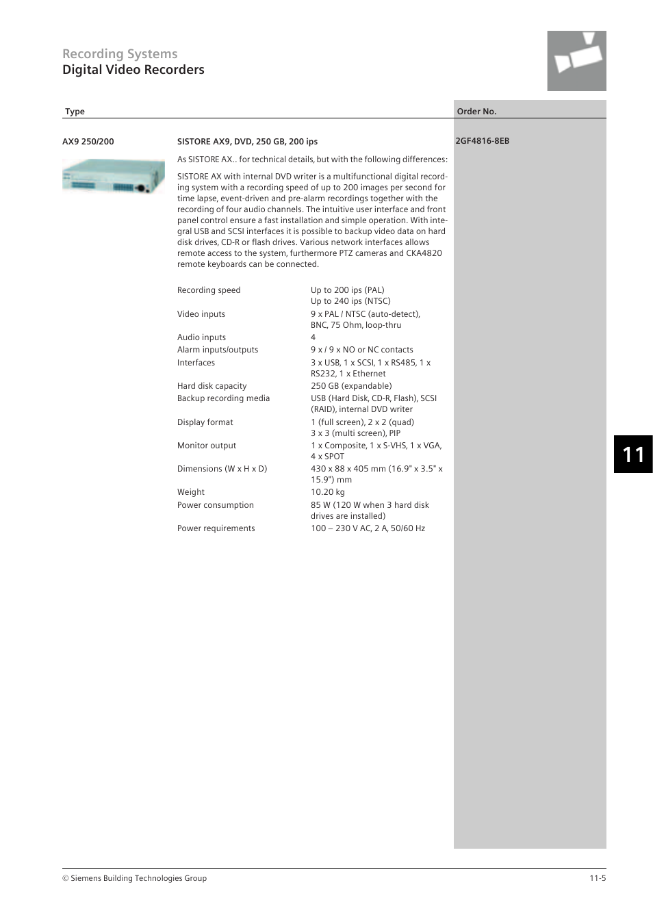 Recording systems digital video recorders | Siemens TFT User Manual | Page 153 / 218