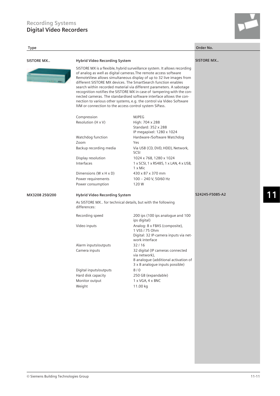 Recording systems digital video recorders | Siemens TFT User Manual | Page 159 / 218