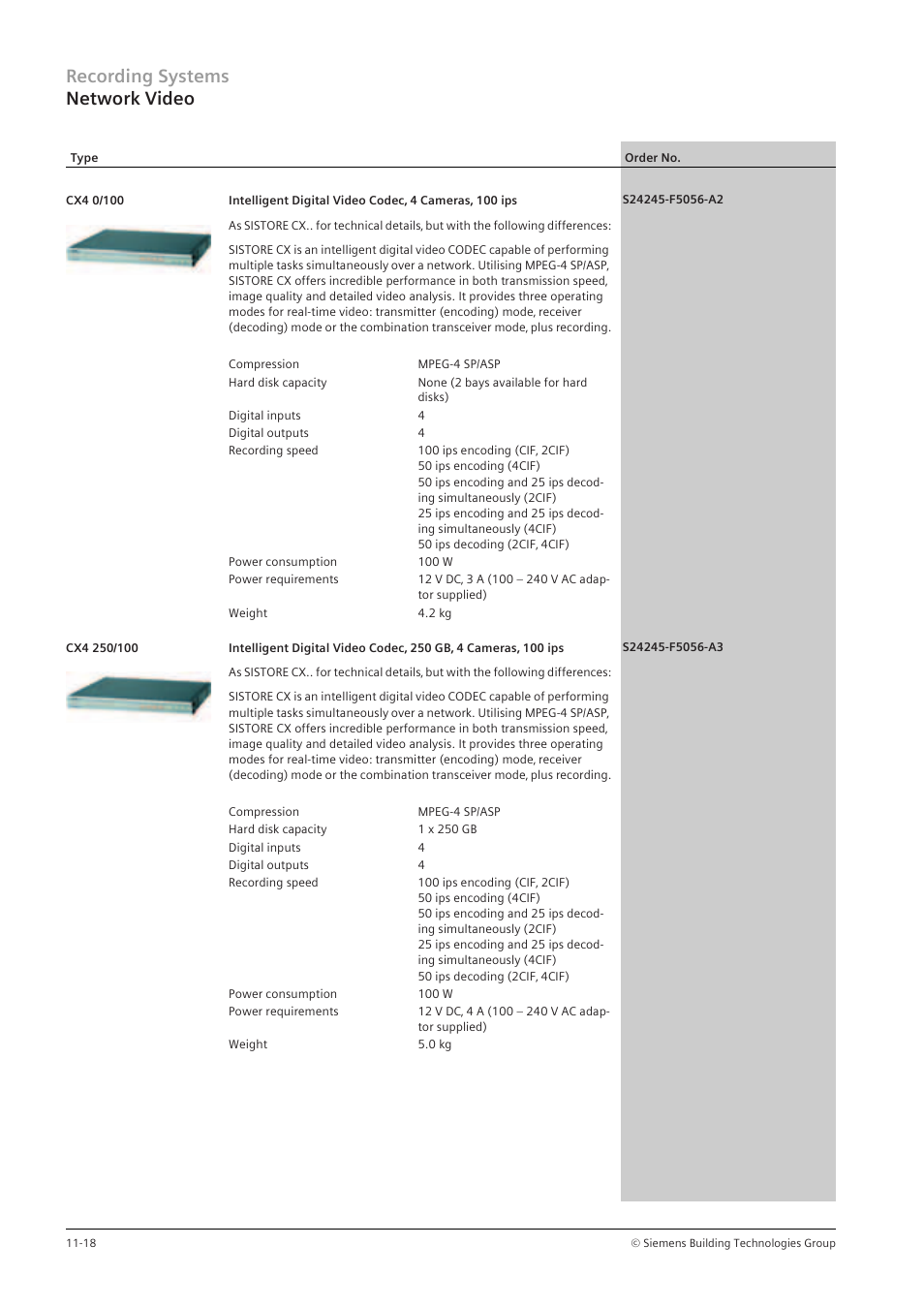 Recording systems network video | Siemens TFT User Manual | Page 166 / 218