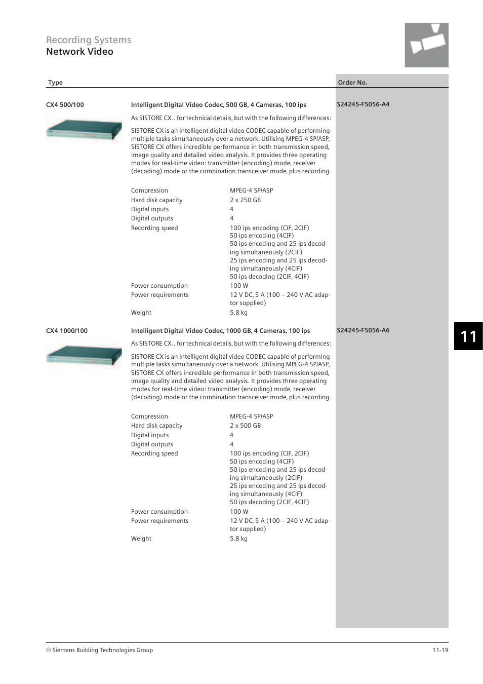 Recording systems network video | Siemens TFT User Manual | Page 167 / 218