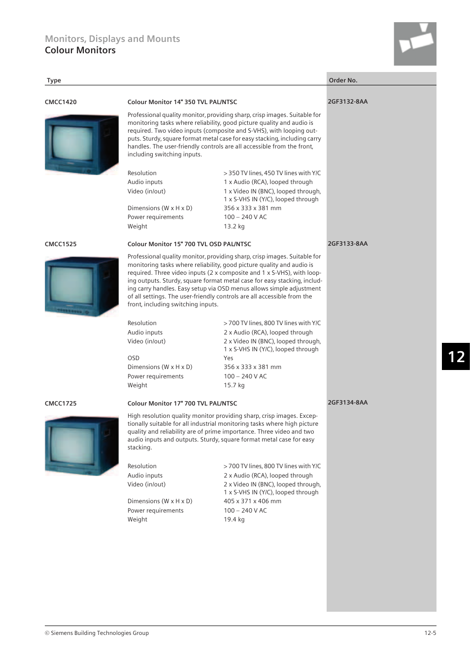 Monitors‚ displays and mounts colour monitors | Siemens TFT User Manual | Page 175 / 218