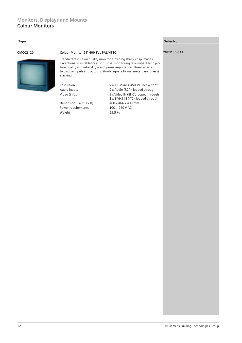 Monitors‚ displays and mounts colour monitors | Siemens TFT User Manual | Page 176 / 218