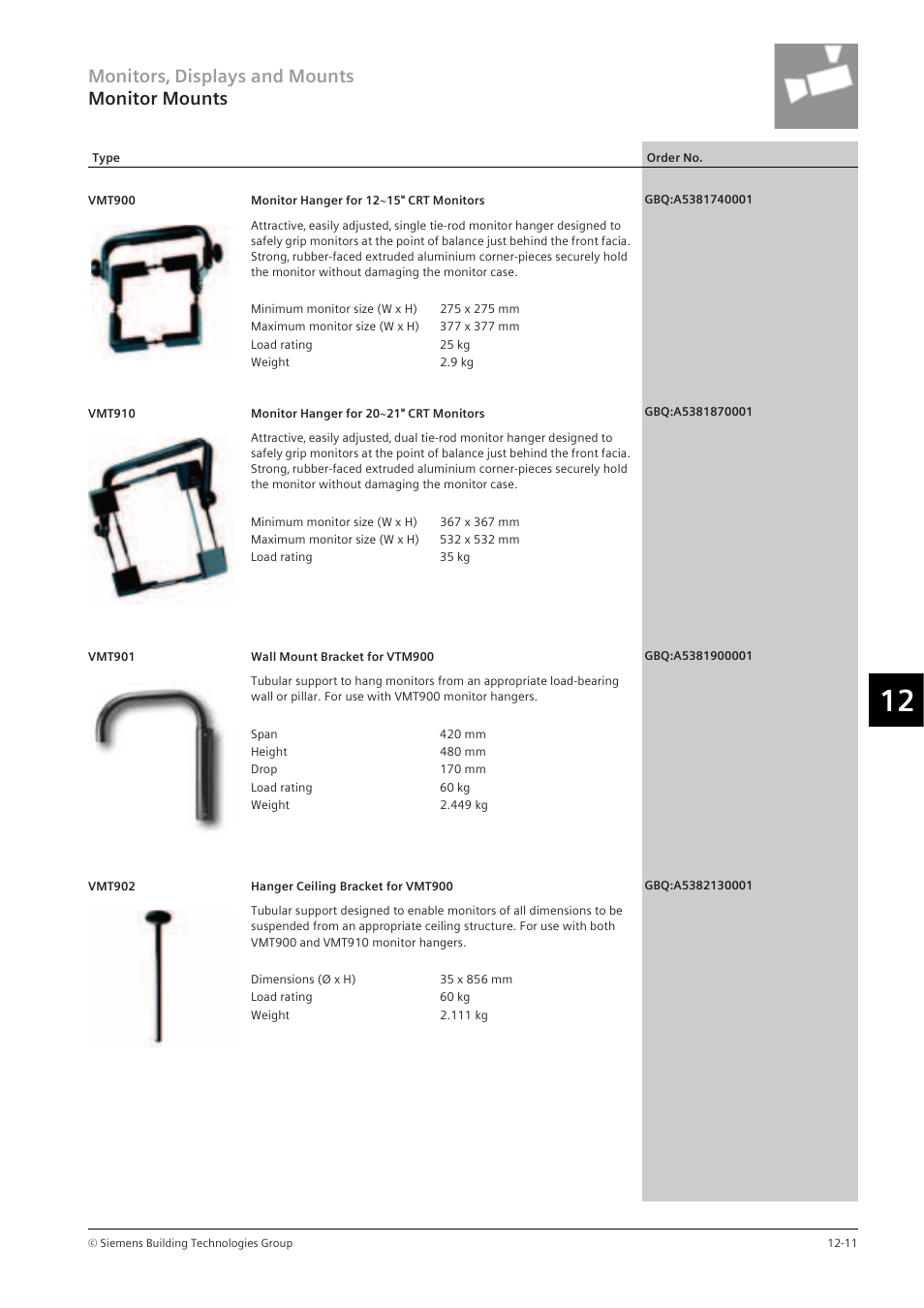 Monitors‚ displays and mounts monitor mounts | Siemens TFT User Manual | Page 181 / 218