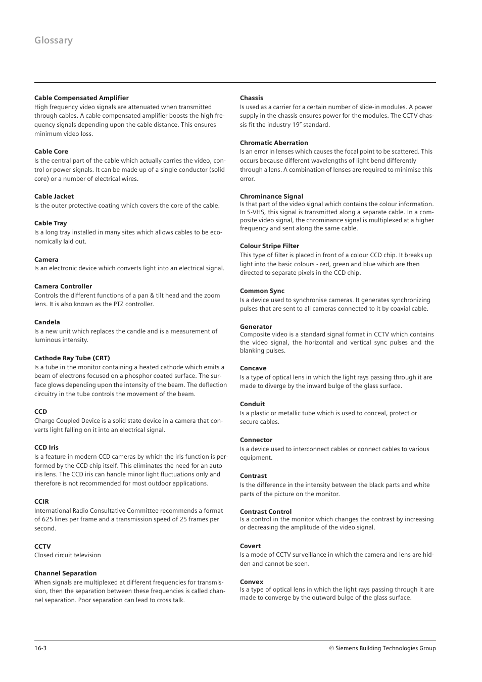 Glossary | Siemens TFT User Manual | Page 205 / 218