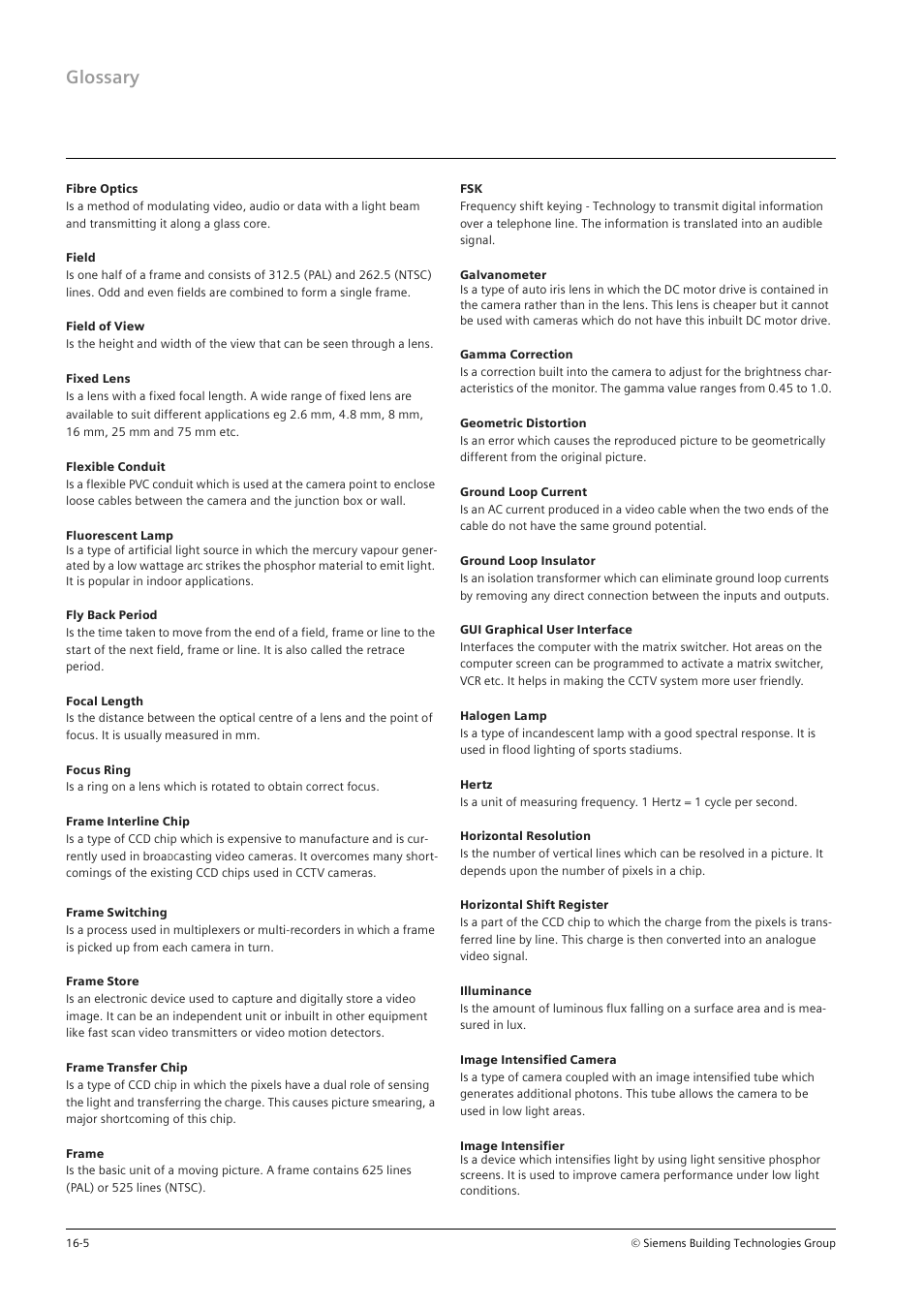 Glossary | Siemens TFT User Manual | Page 207 / 218