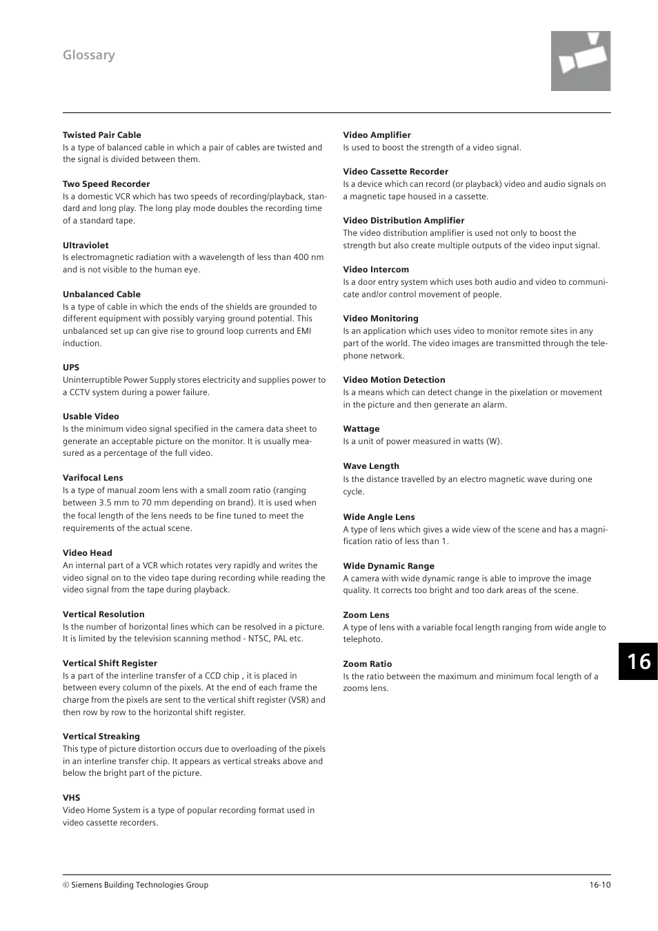 Glossary | Siemens TFT User Manual | Page 212 / 218