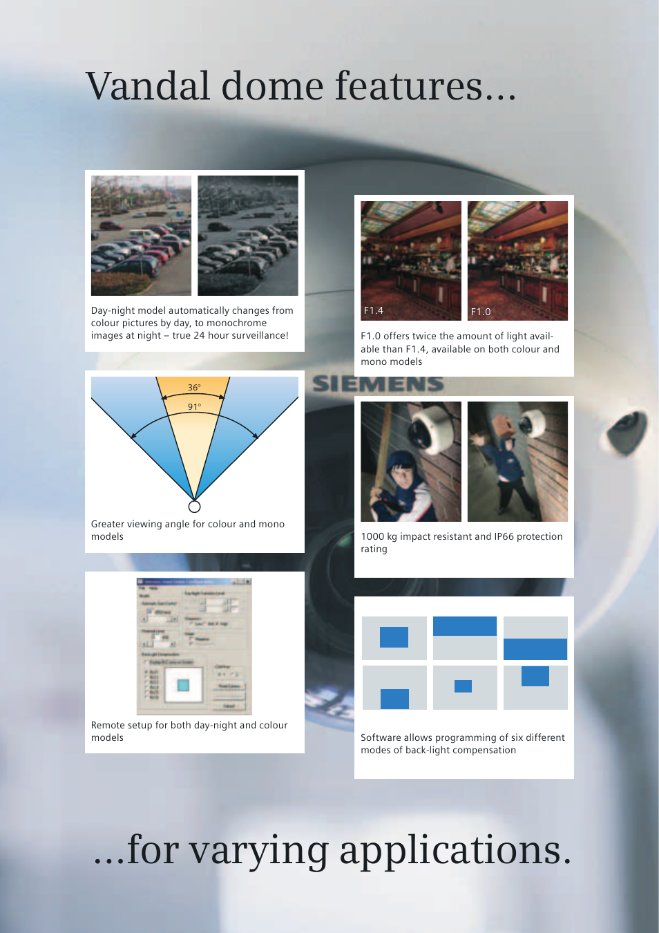 Vandal dome features, For varying applications | Siemens TFT User Manual | Page 38 / 218