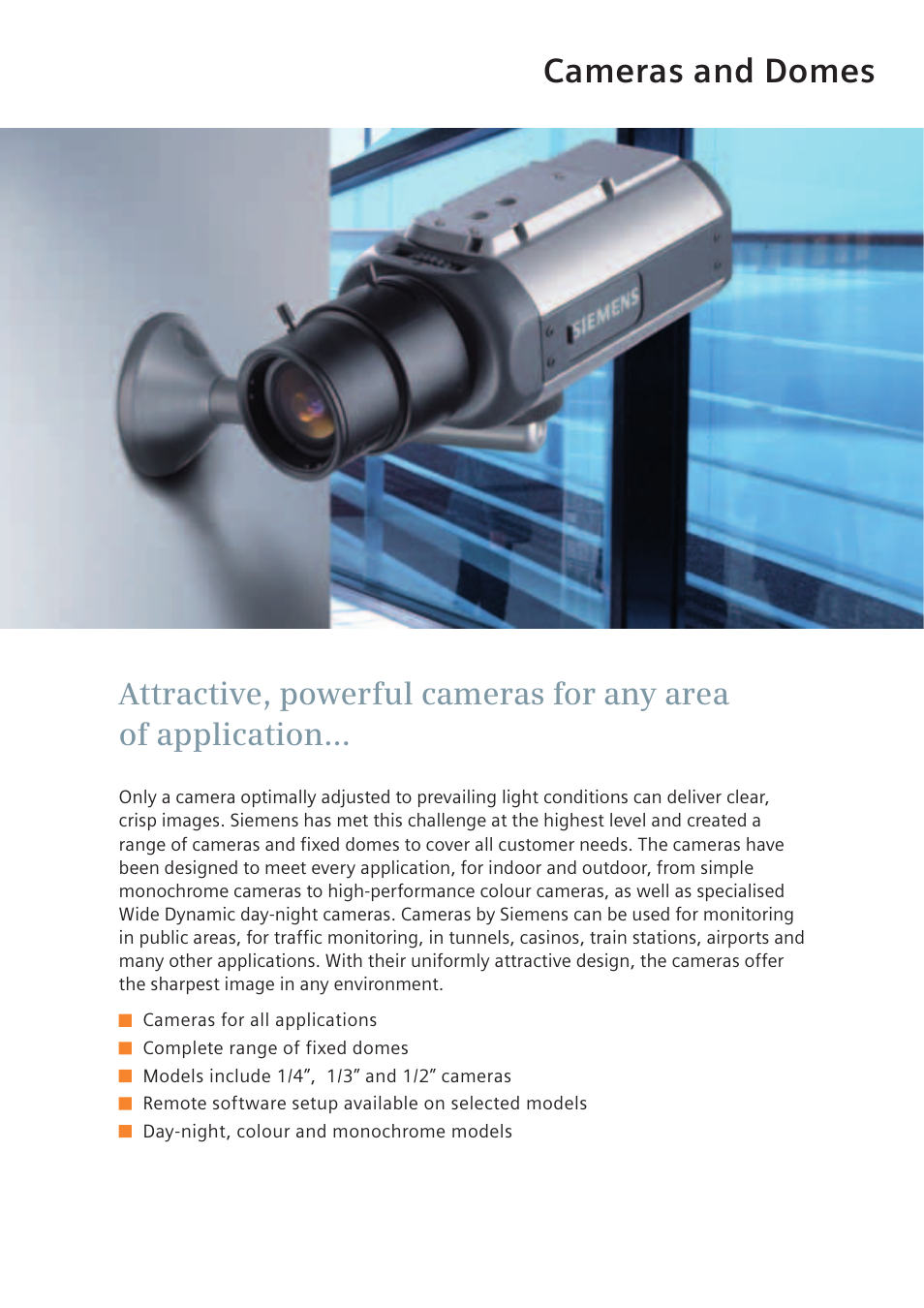 Cameras and domes | Siemens TFT User Manual | Page 5 / 218