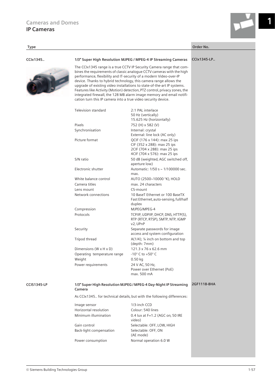 Cameras and domes ip cameras | Siemens TFT User Manual | Page 61 / 218