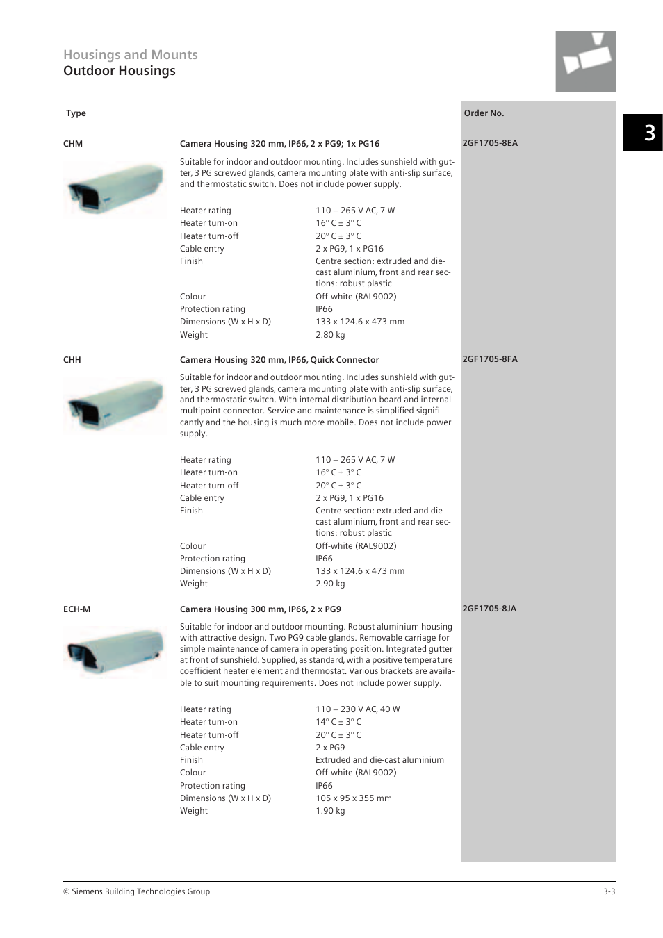 Housings and mounts outdoor housings | Siemens TFT User Manual | Page 77 / 218