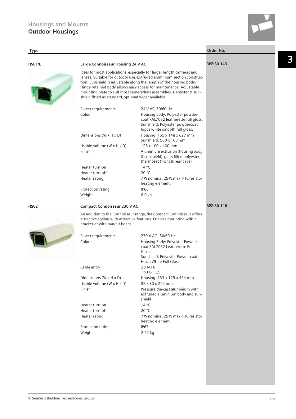 Housings and mounts outdoor housings | Siemens TFT User Manual | Page 79 / 218