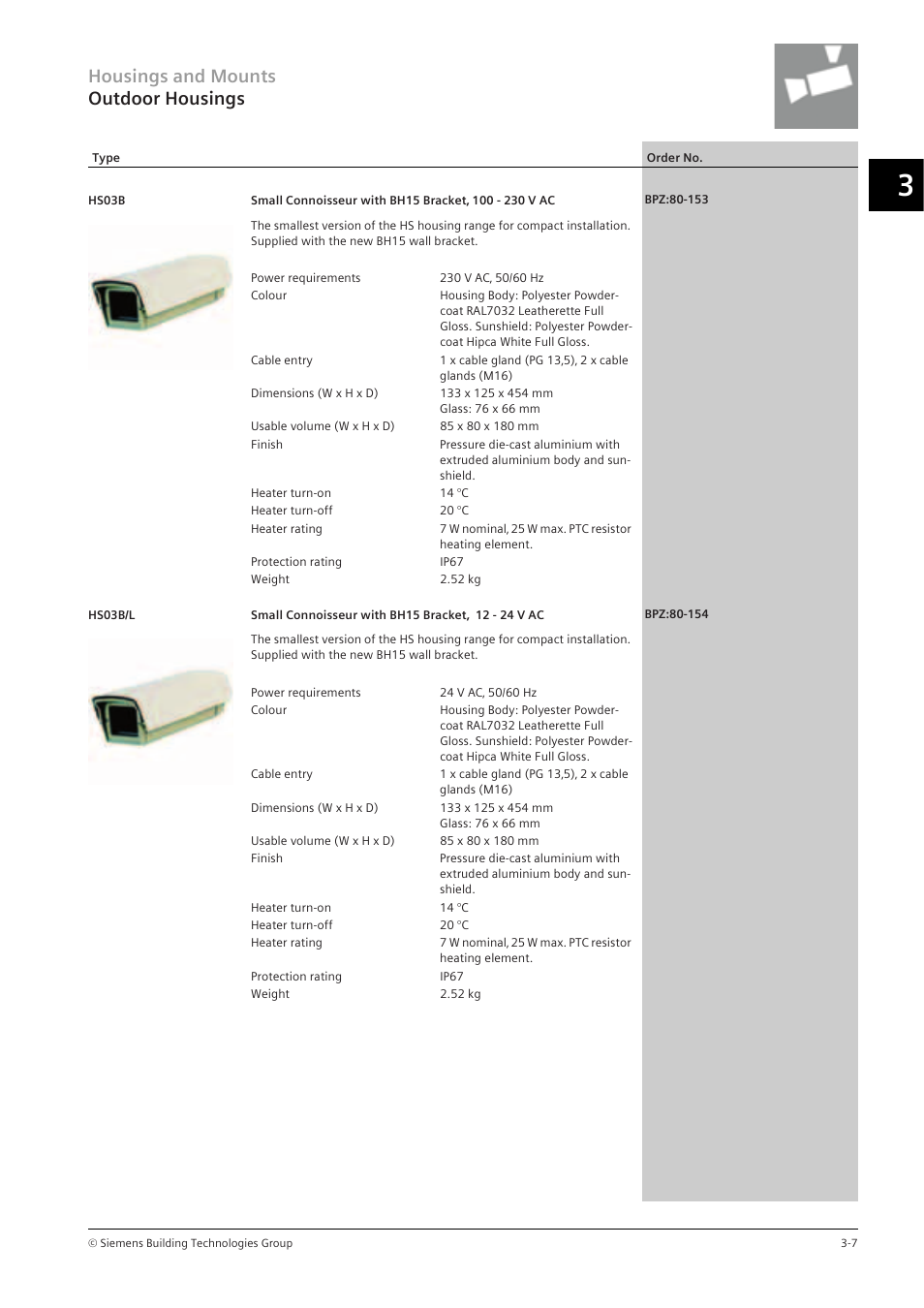 Housings and mounts outdoor housings | Siemens TFT User Manual | Page 81 / 218