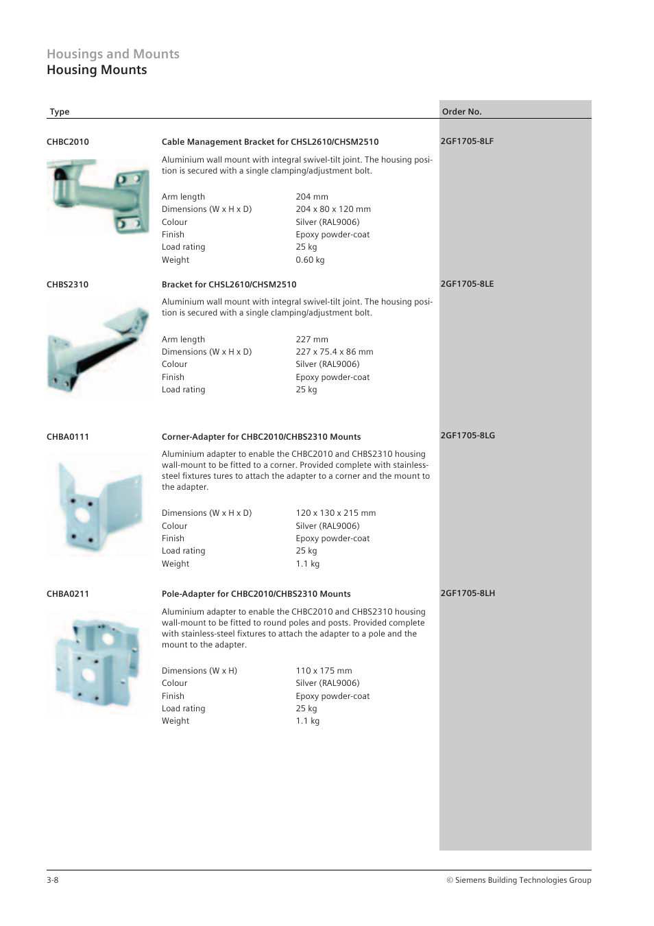 Housings and mounts housing mounts | Siemens TFT User Manual | Page 82 / 218