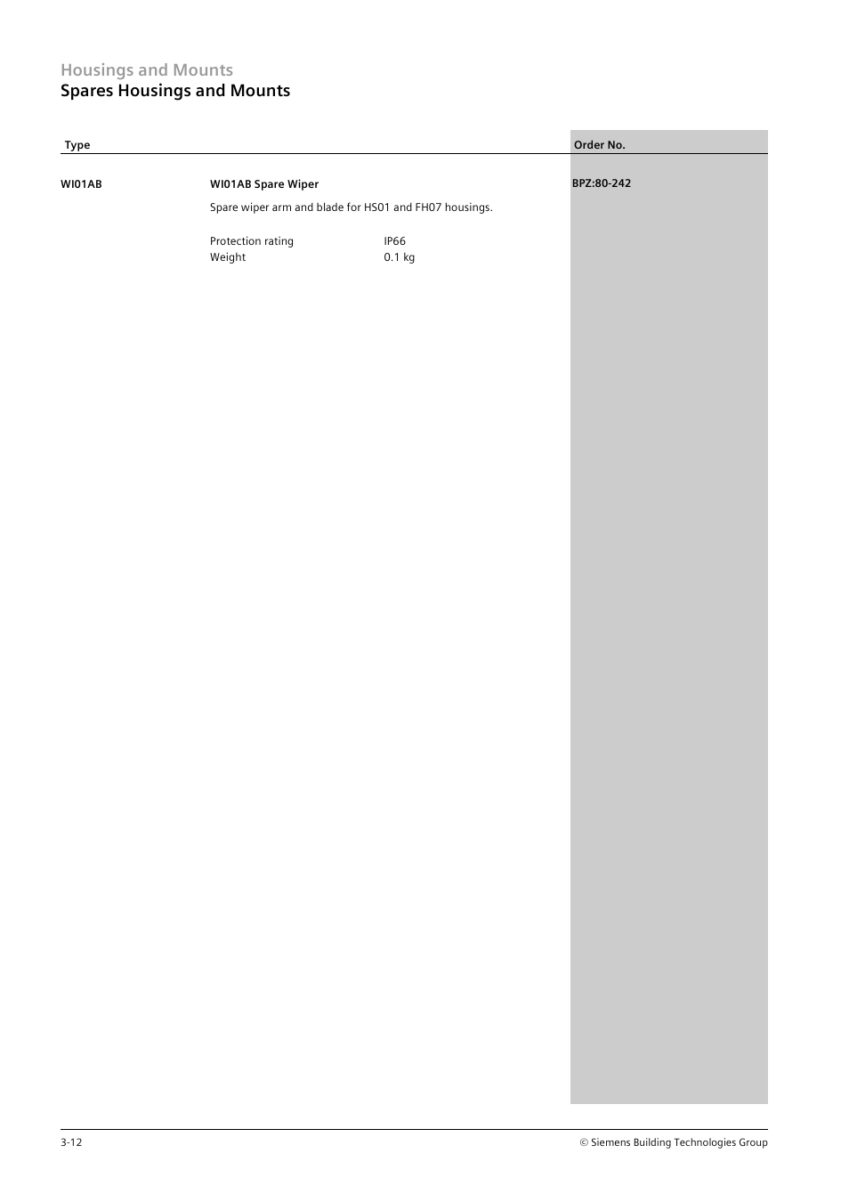 Housings and mounts spares housings and mounts | Siemens TFT User Manual | Page 86 / 218