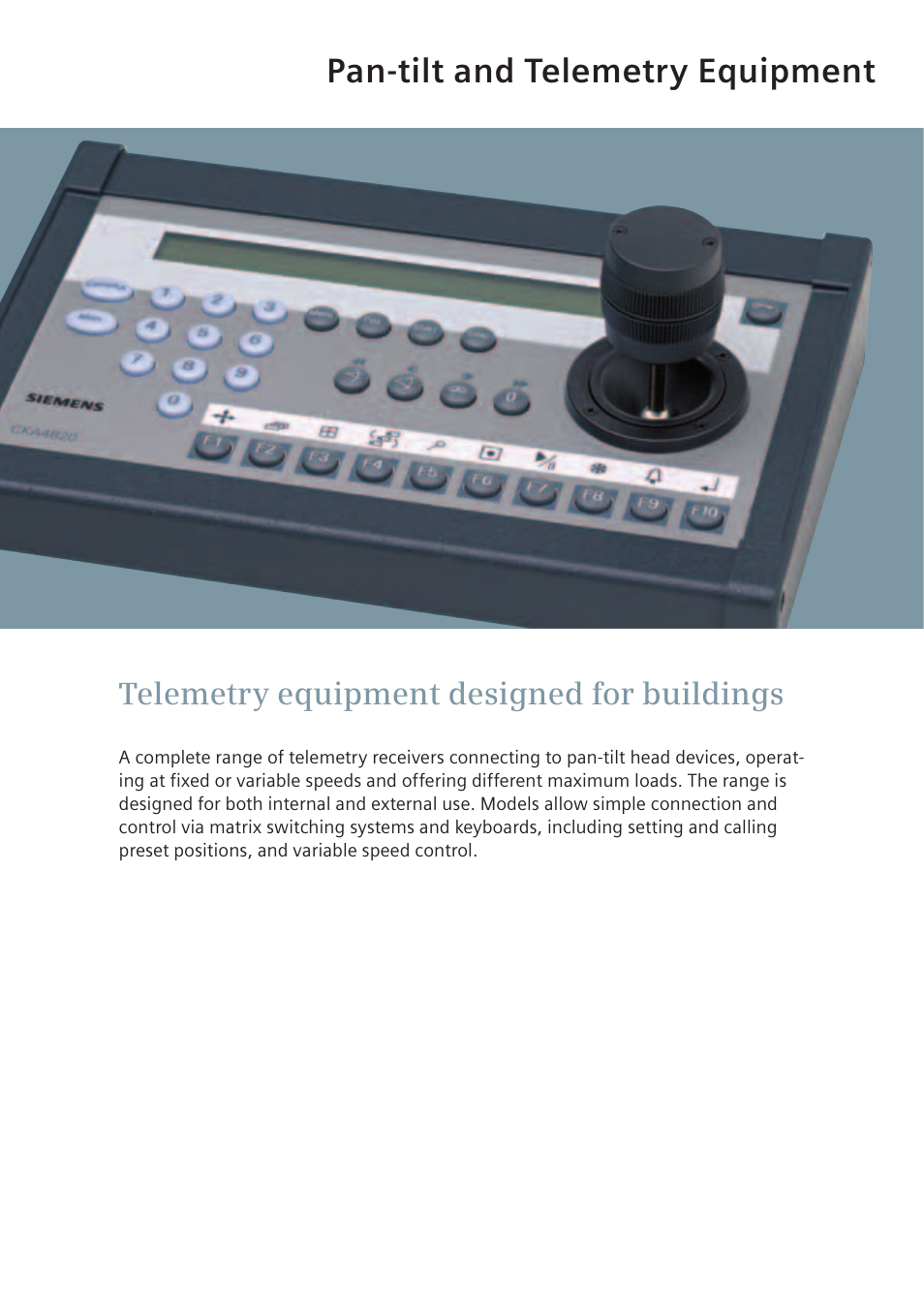 Pan-tilt and telemetry equipment | Siemens TFT User Manual | Page 91 / 218