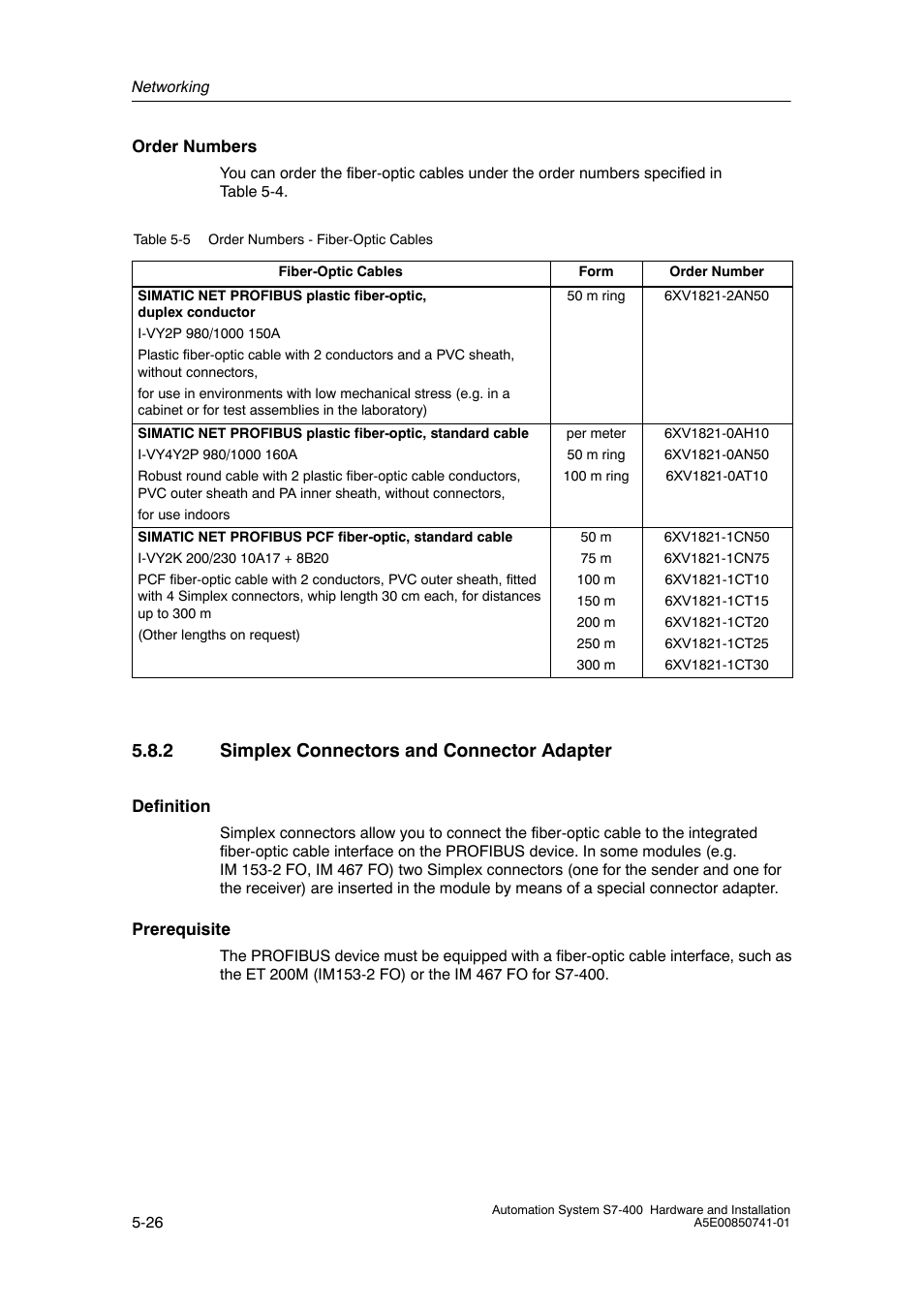 2 simplex connectors and connector adapter | Siemens Automation System S7-400 User Manual | Page 124 / 228