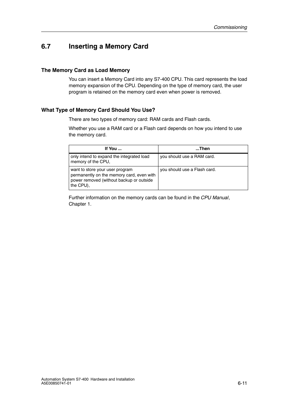 7 inserting a memory card | Siemens Automation System S7-400 User Manual | Page 139 / 228