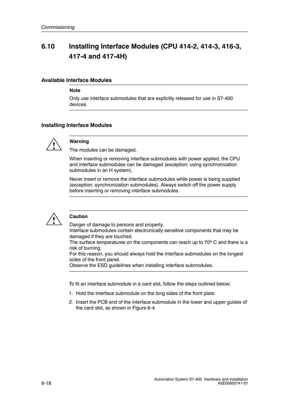 Siemens Automation System S7-400 User Manual | Page 146 / 228