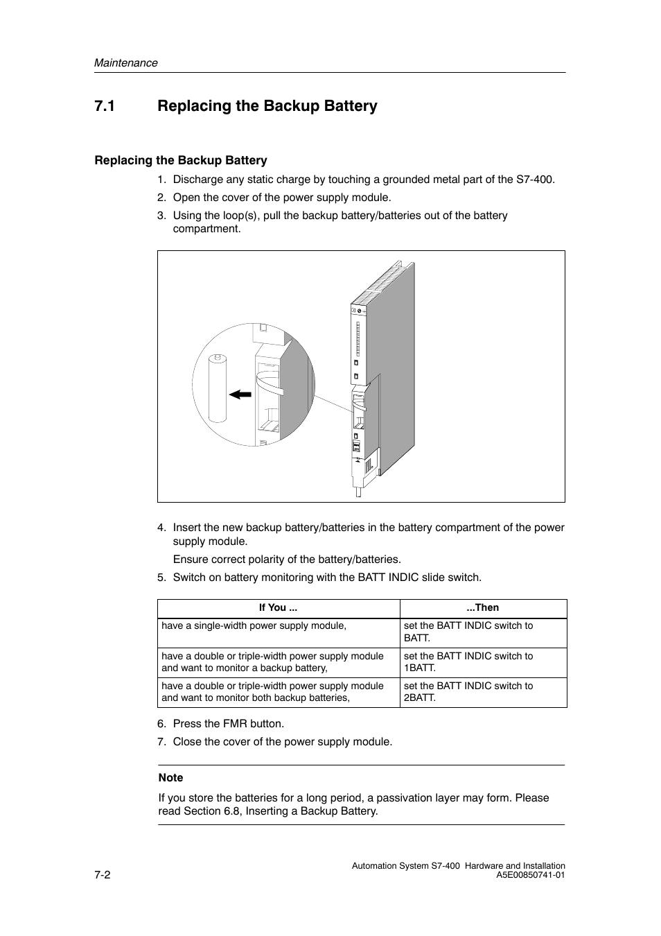 1 replacing the backup battery | Siemens Automation System S7-400 User Manual | Page 150 / 228