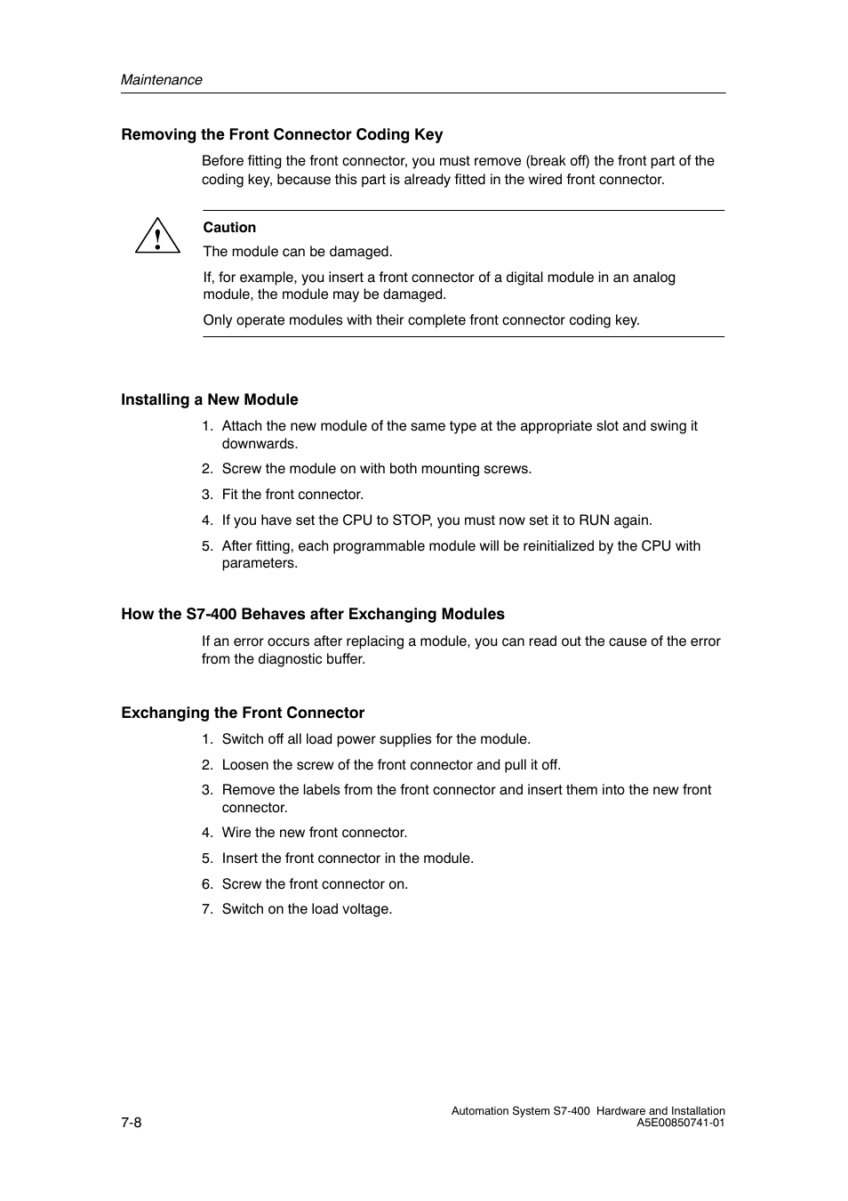 Siemens Automation System S7-400 User Manual | Page 156 / 228