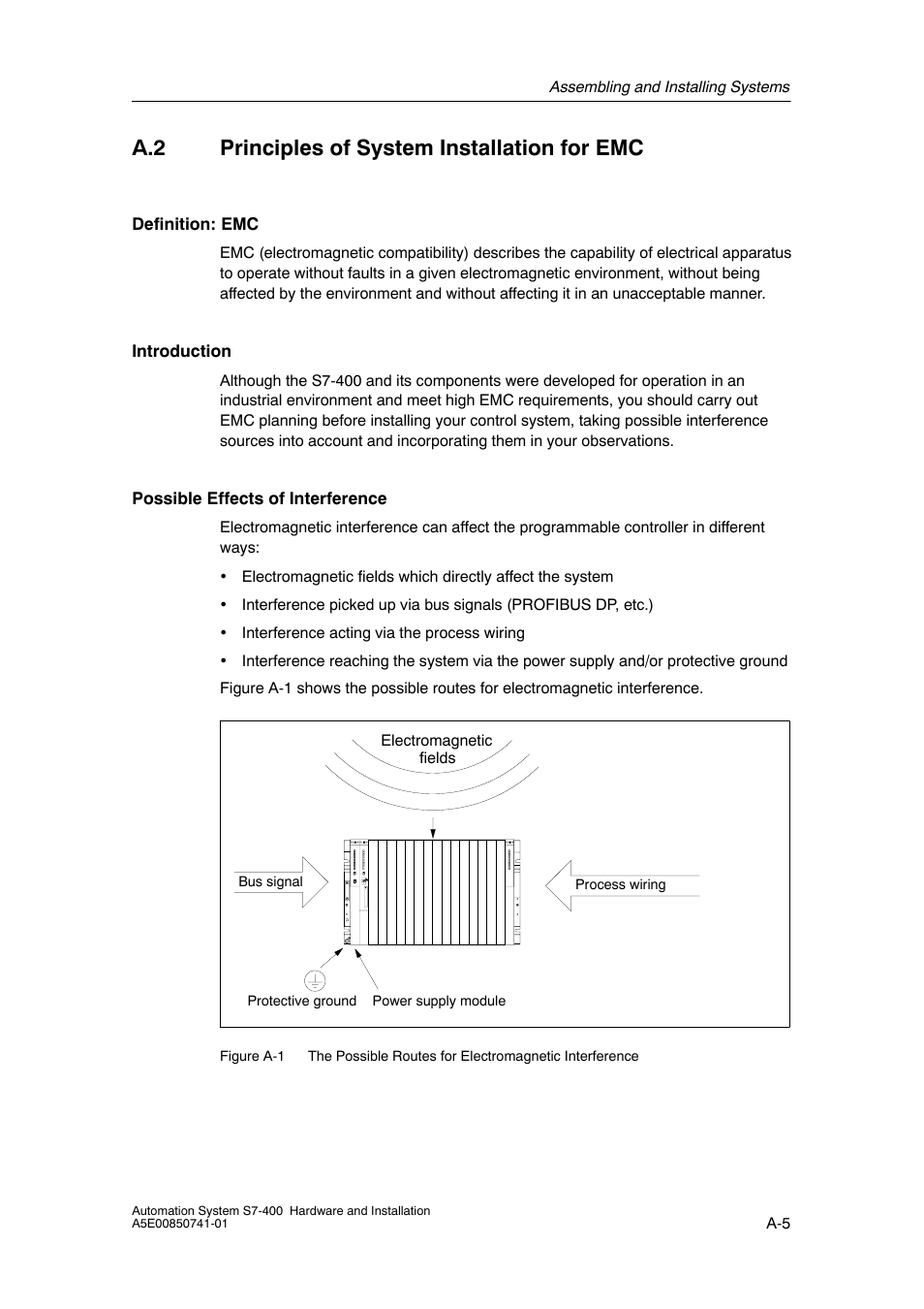 A.2 principles of system installation for emc | Siemens Automation System S7-400 User Manual | Page 173 / 228