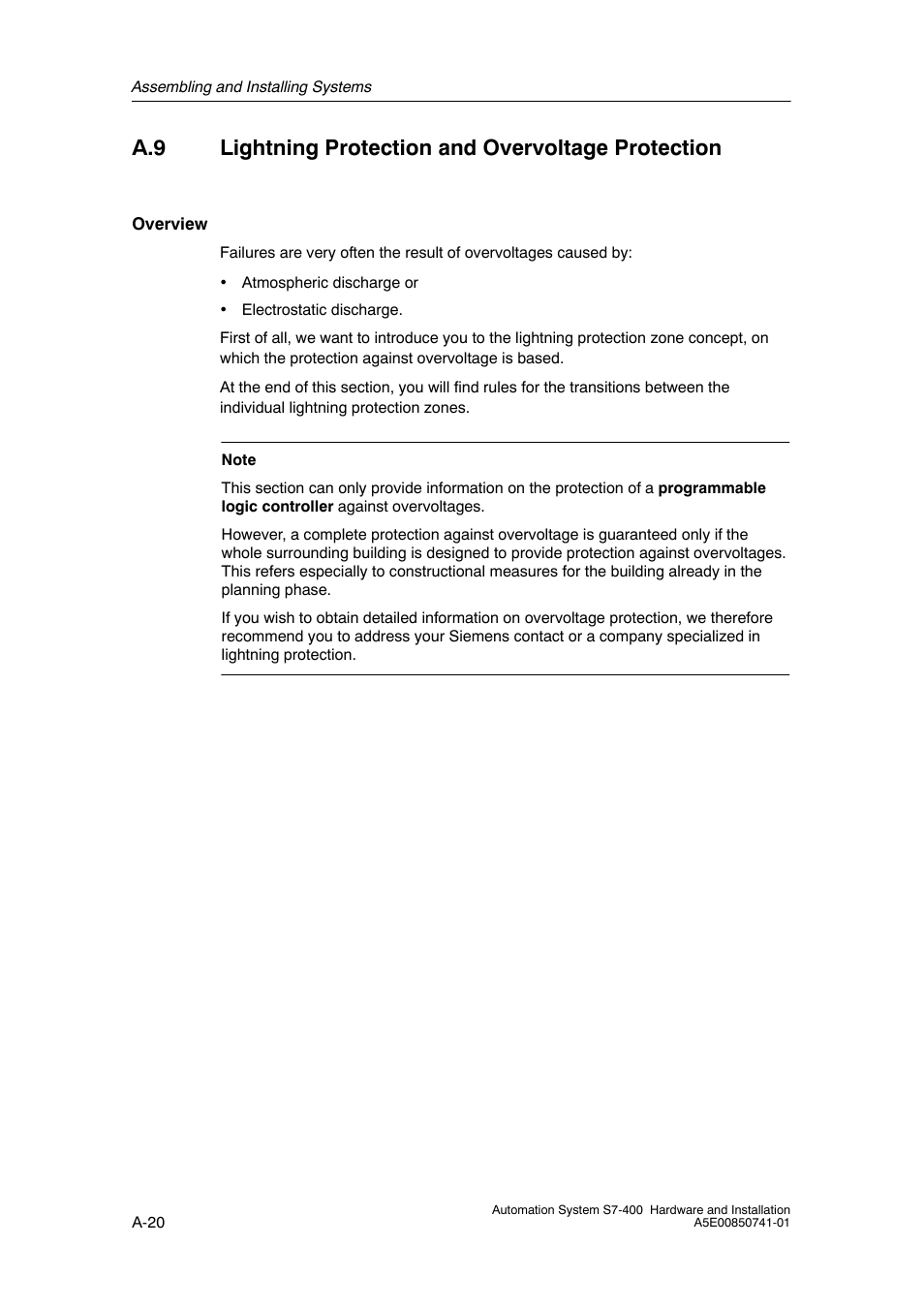 A-20 | Siemens Automation System S7-400 User Manual | Page 188 / 228