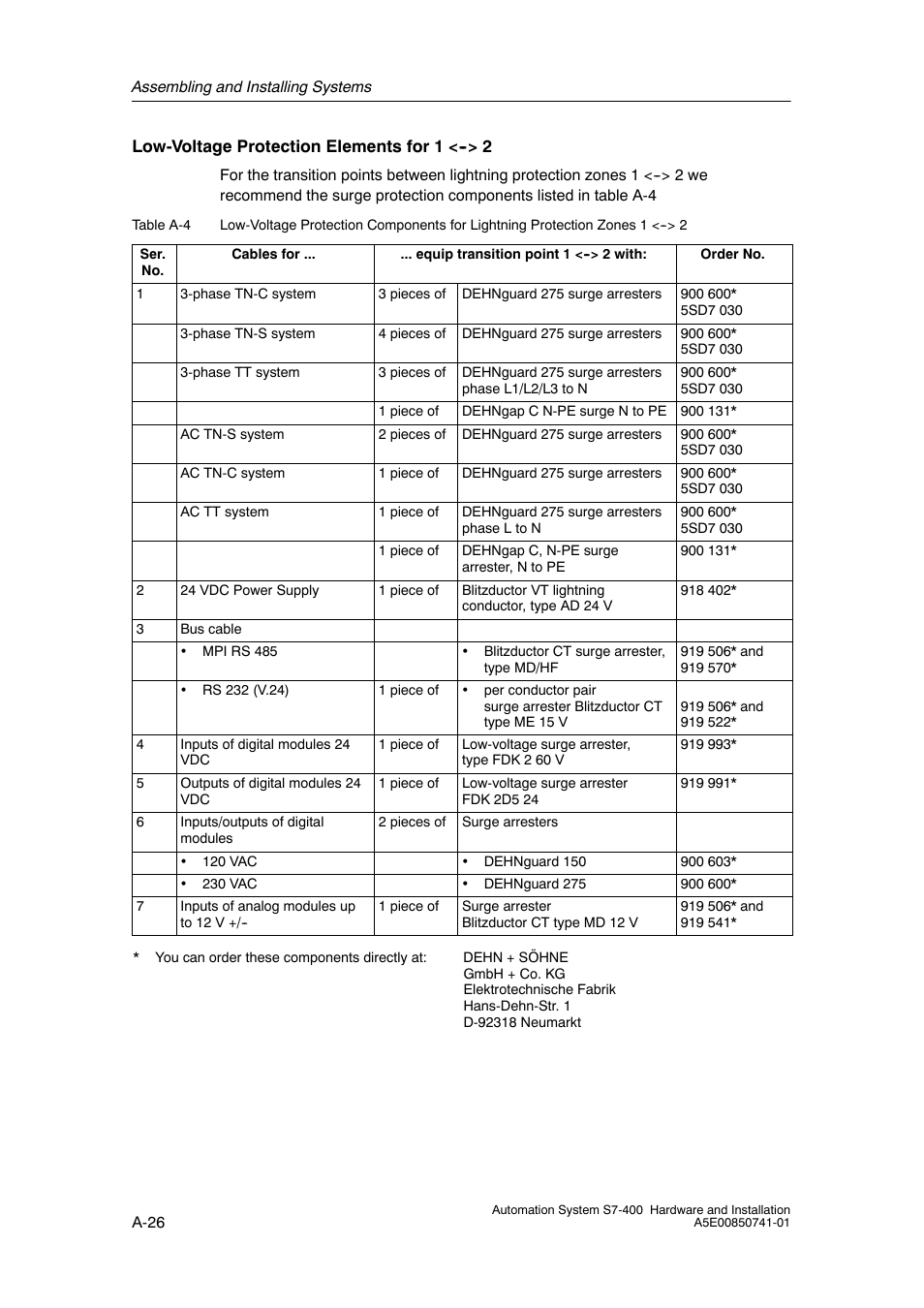 A-26 | Siemens Automation System S7-400 User Manual | Page 194 / 228