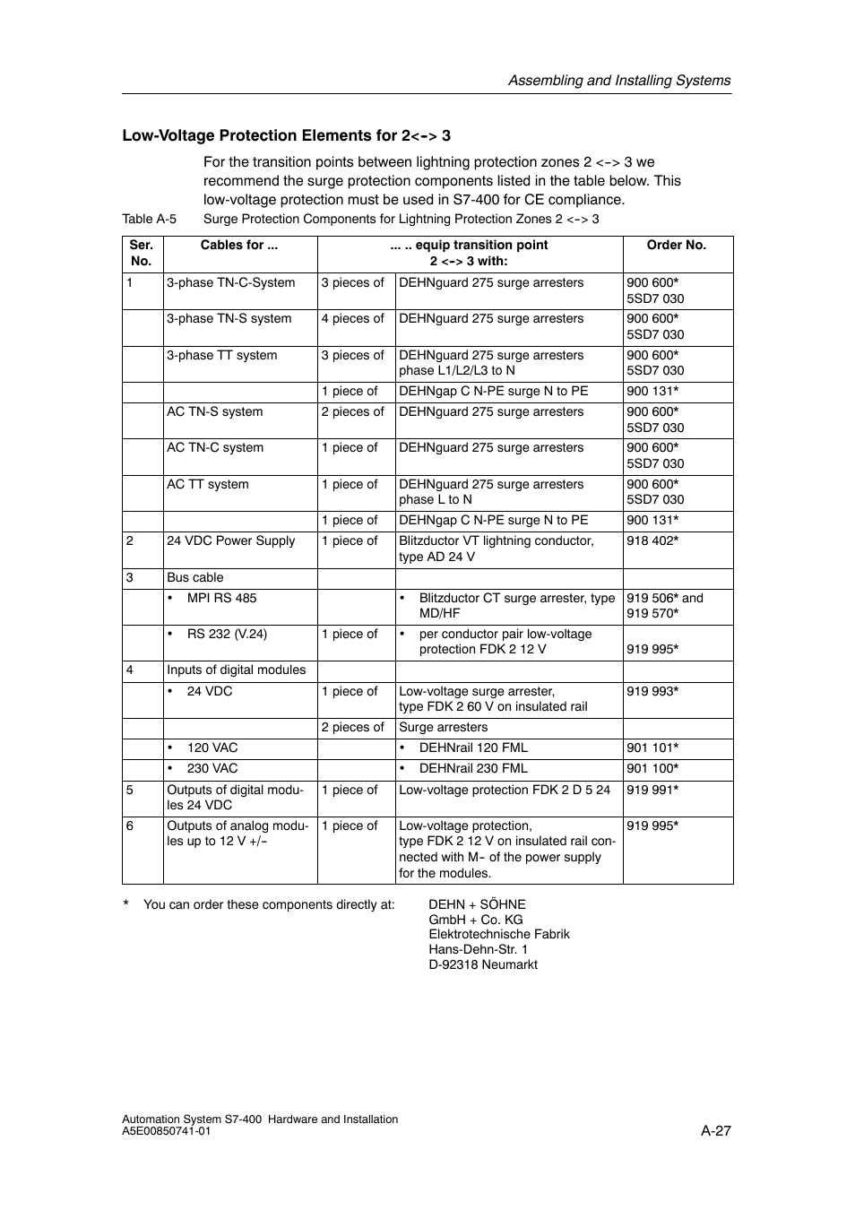 A-27 | Siemens Automation System S7-400 User Manual | Page 195 / 228