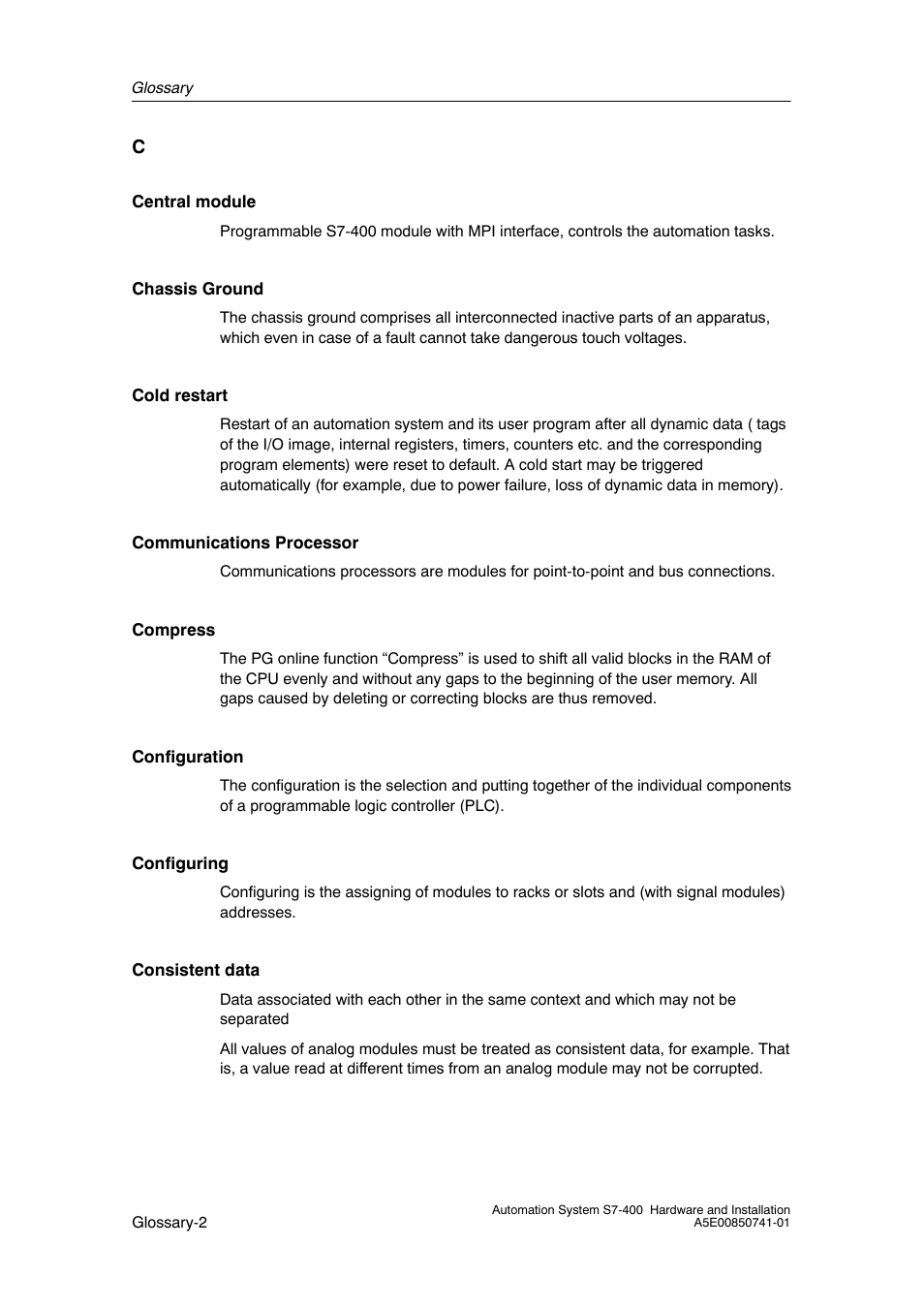 Siemens Automation System S7-400 User Manual | Page 210 / 228