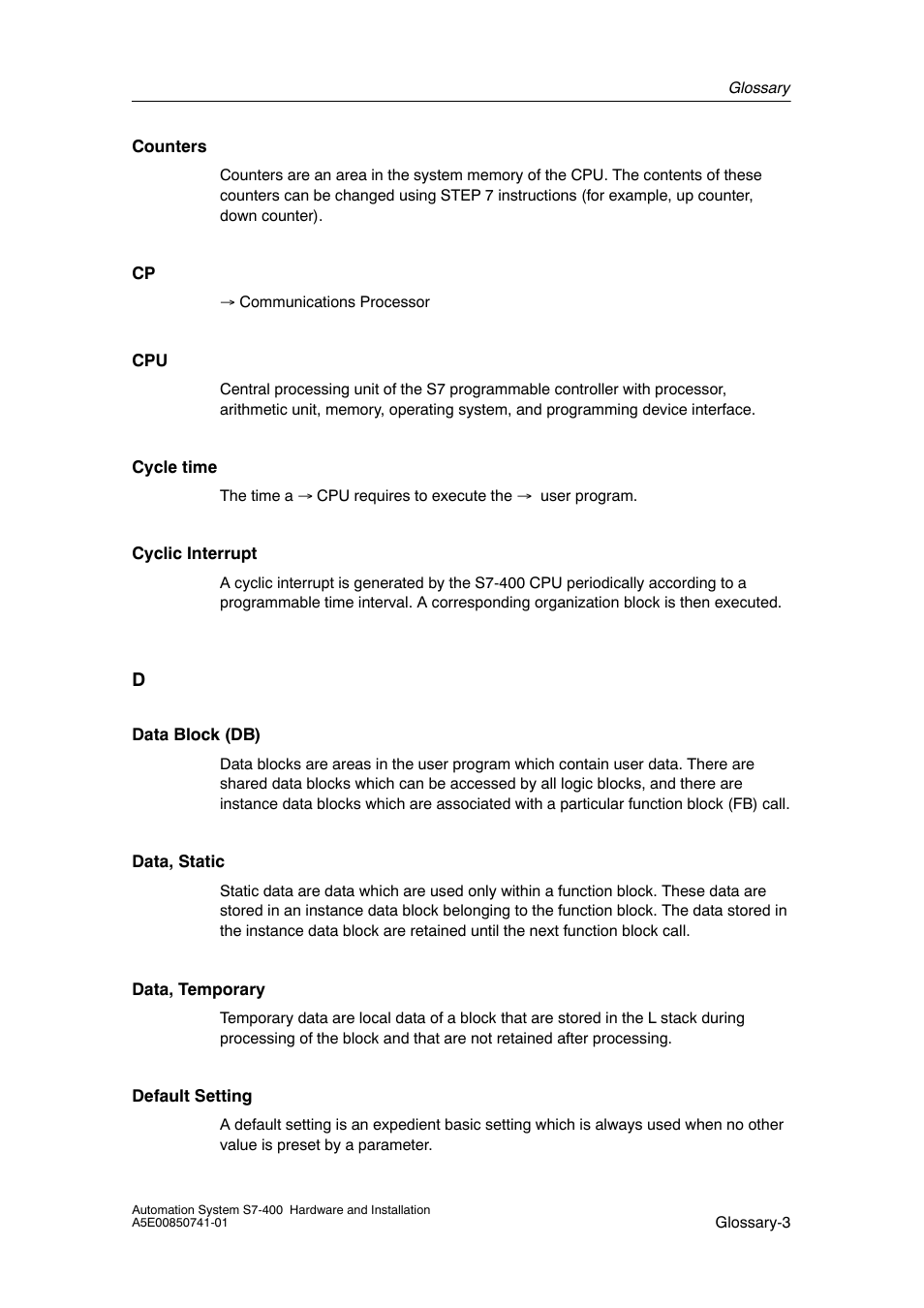 Siemens Automation System S7-400 User Manual | Page 211 / 228