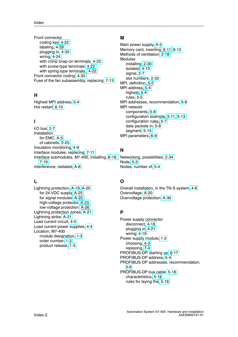 Siemens Automation System S7-400 User Manual | Page 226 / 228