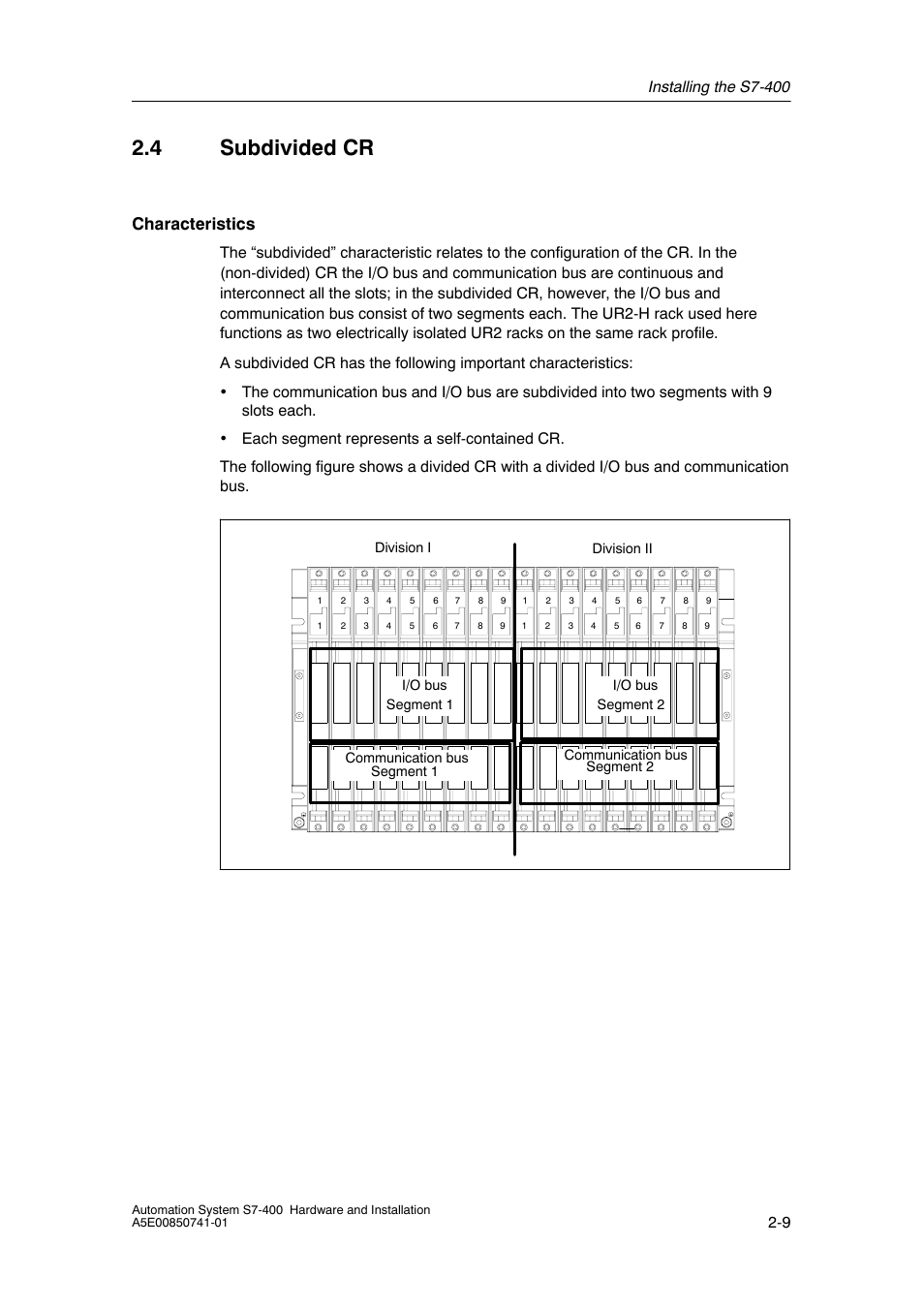 4 subdivided cr, Characteristics | Siemens Automation System S7-400 User Manual | Page 25 / 228