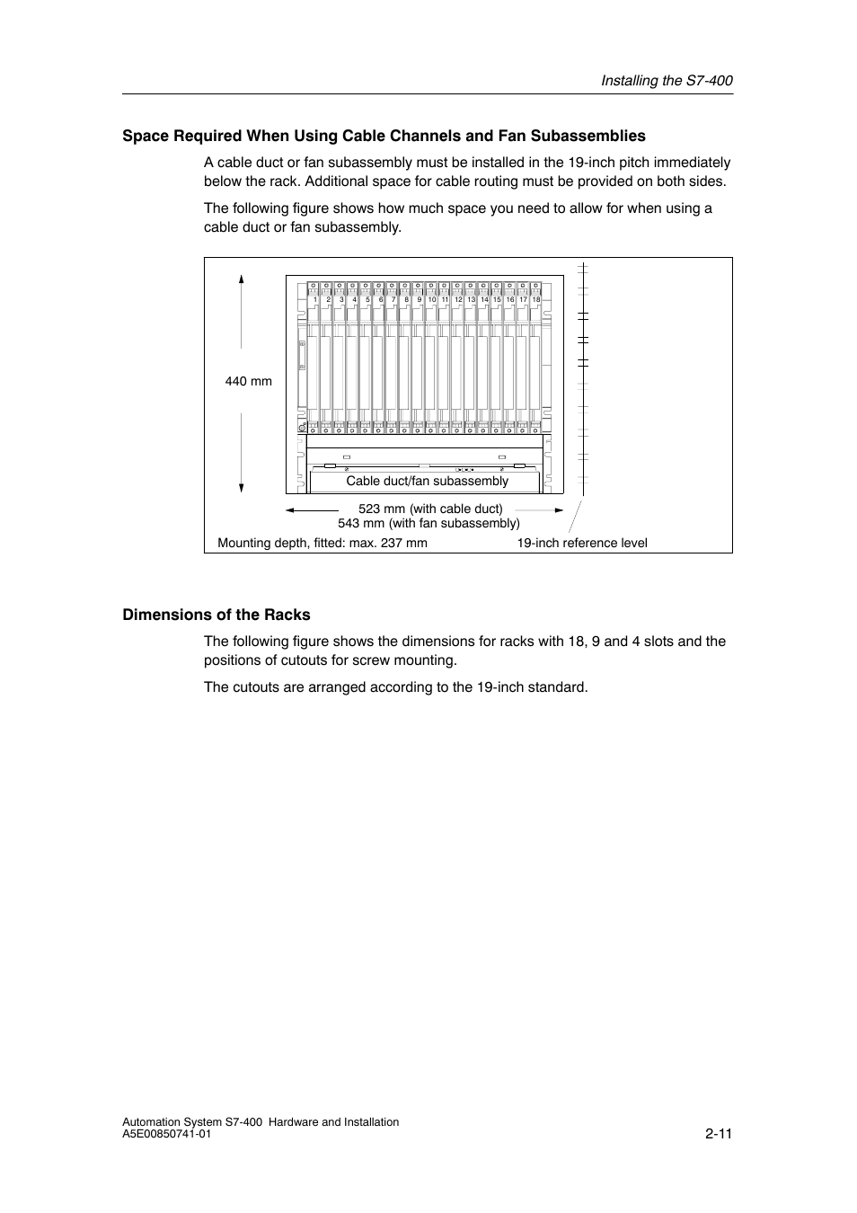 Dimensions of the racks | Siemens Automation System S7-400 User Manual | Page 27 / 228