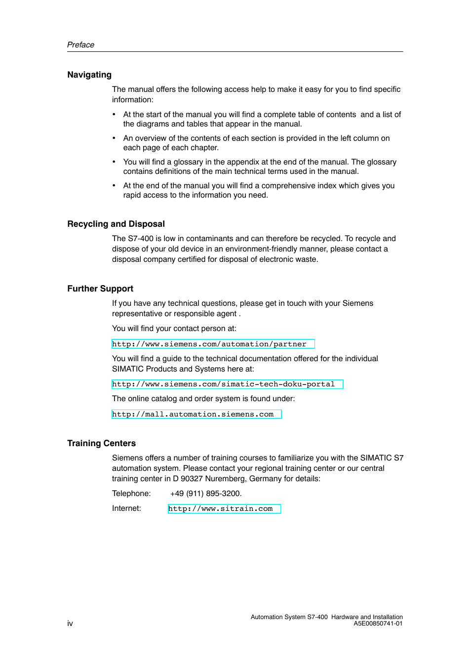 Siemens Automation System S7-400 User Manual | Page 4 / 228