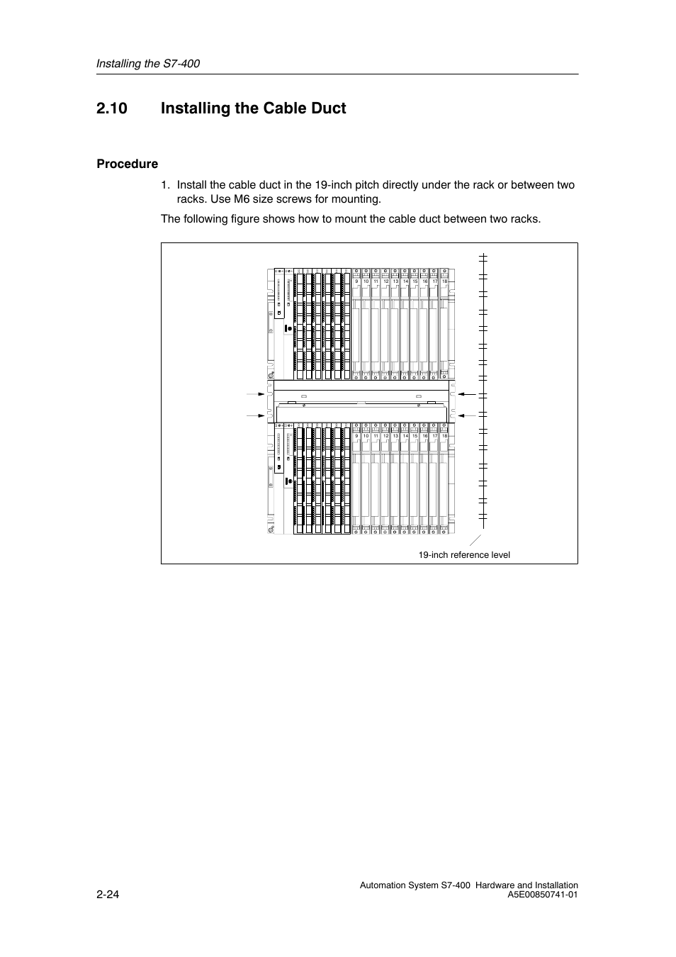 10 installing the cable duct | Siemens Automation System S7-400 User Manual | Page 40 / 228