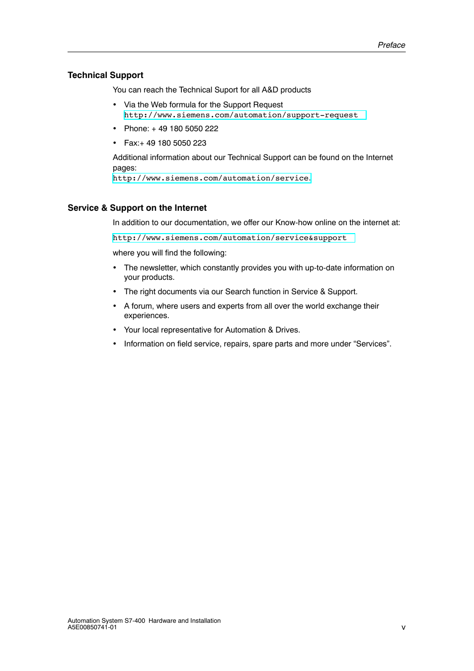 Siemens Automation System S7-400 User Manual | Page 5 / 228