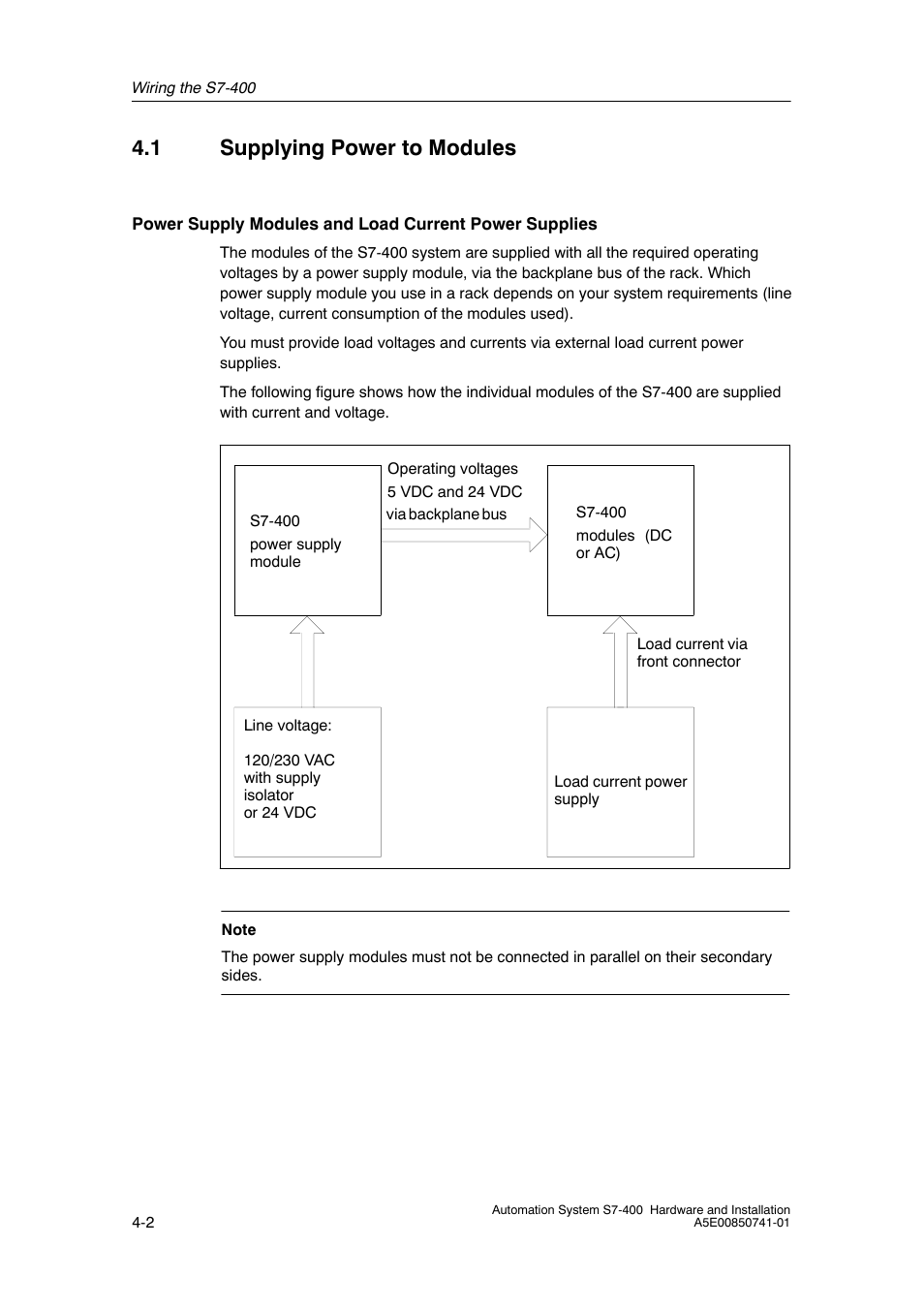 1 supplying power to modules | Siemens Automation System S7-400 User Manual | Page 62 / 228