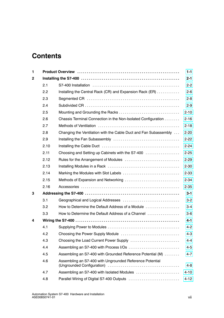 Siemens Automation System S7-400 User Manual | Page 7 / 228