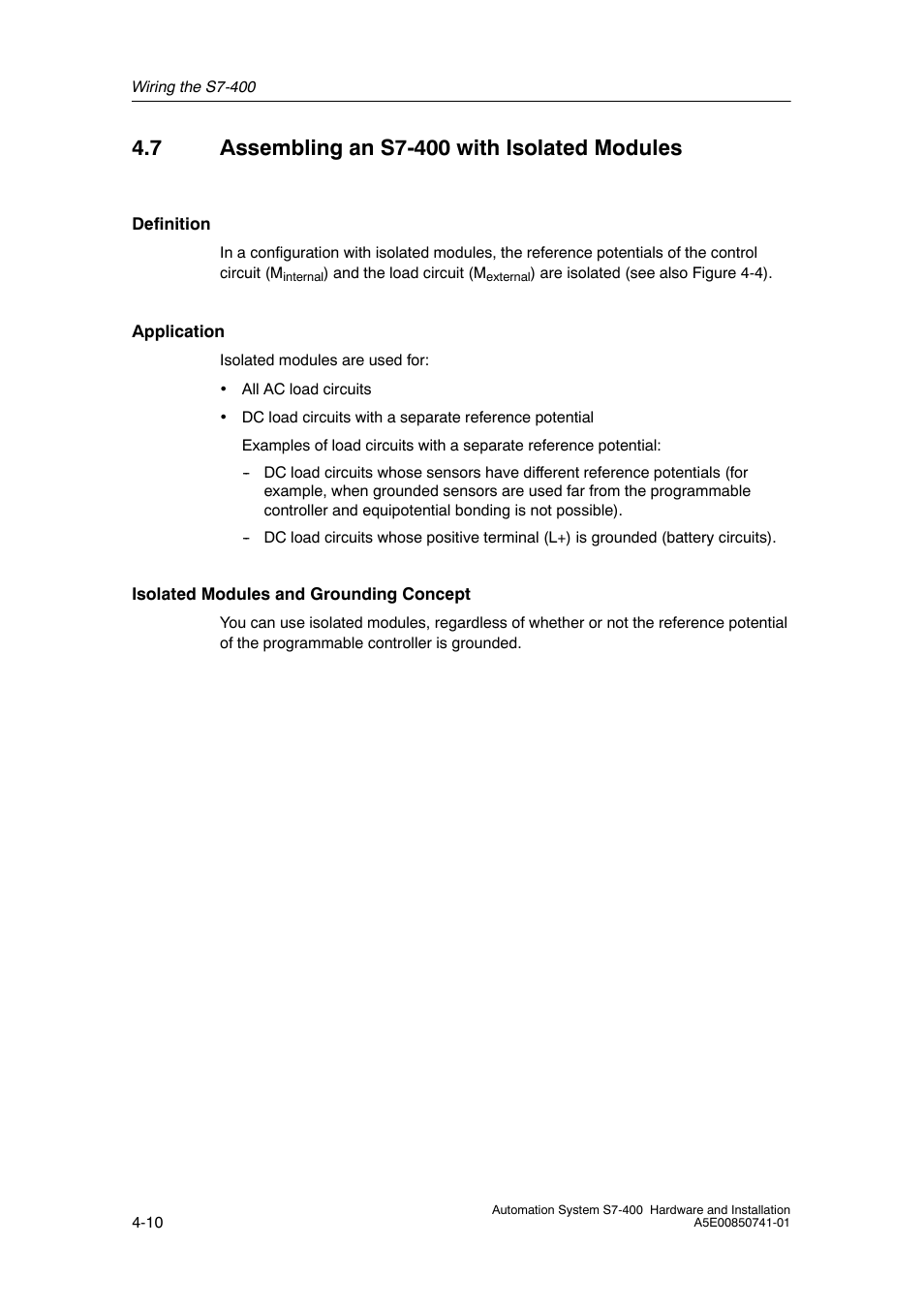 7 assembling an s7- 400 with isolated modules | Siemens Automation System S7-400 User Manual | Page 70 / 228