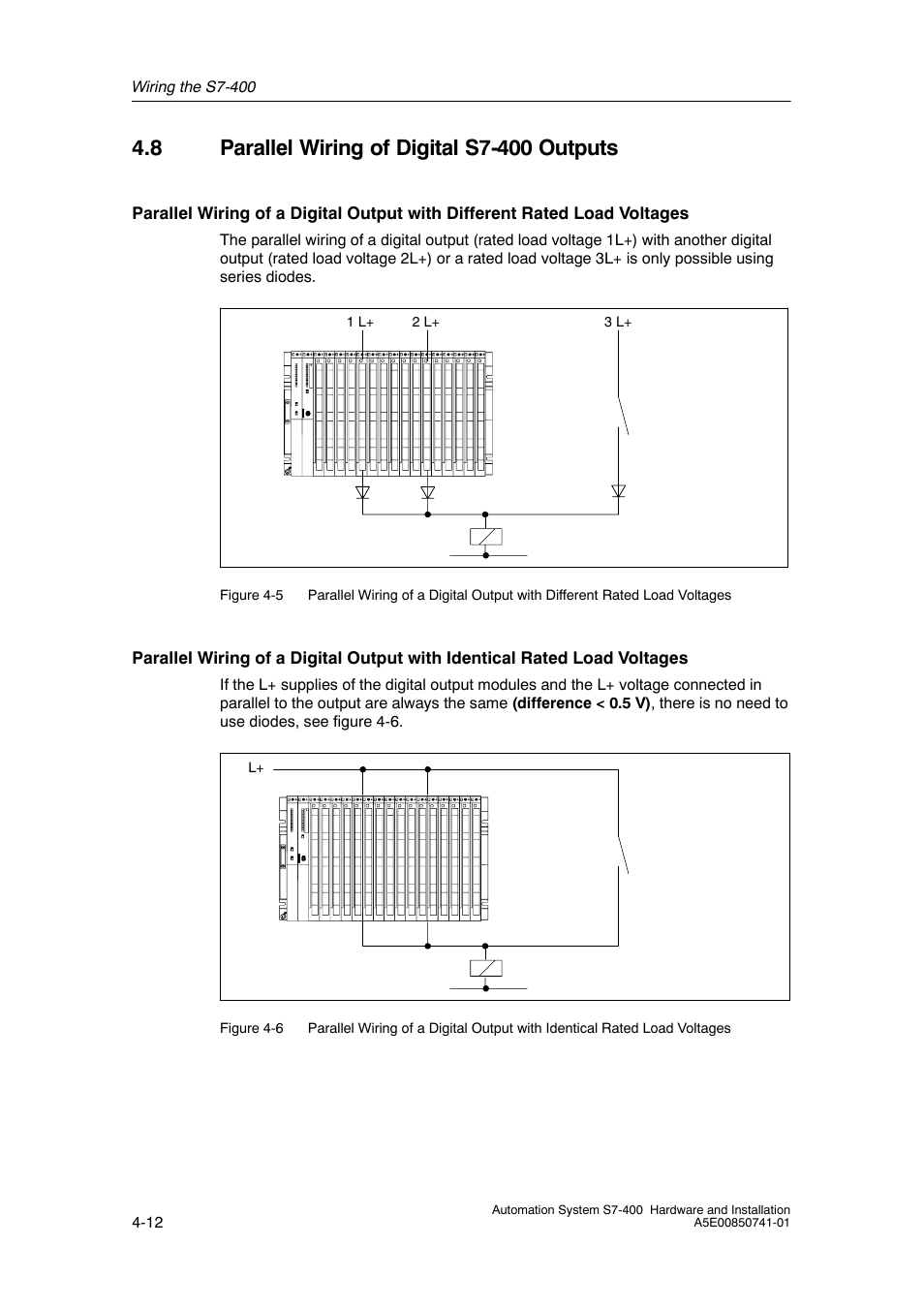 8 parallel wiring of digital s7- 400 outputs | Siemens Automation System S7-400 User Manual | Page 72 / 228