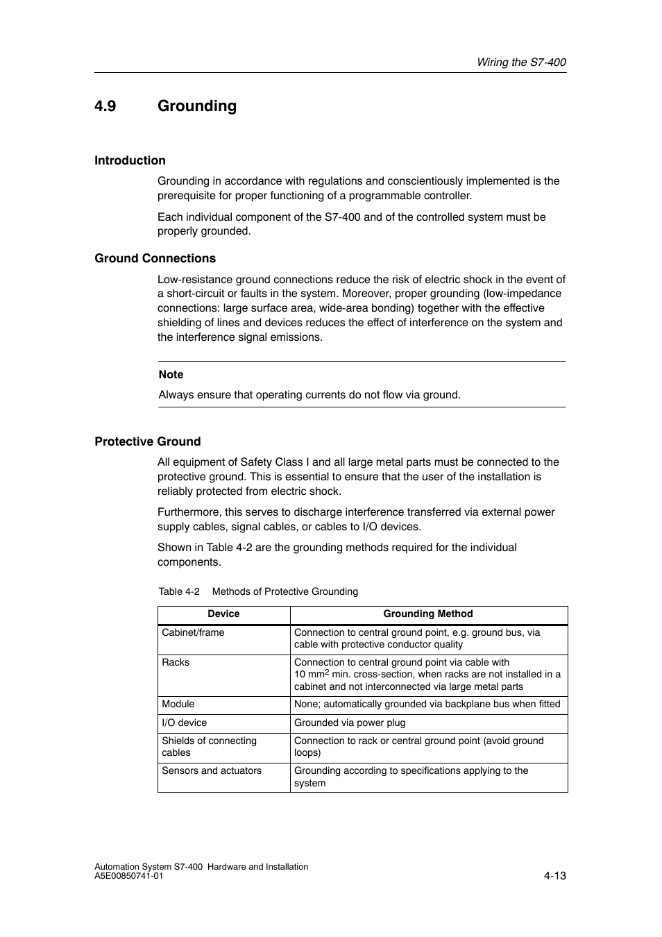 9 grounding | Siemens Automation System S7-400 User Manual | Page 73 / 228