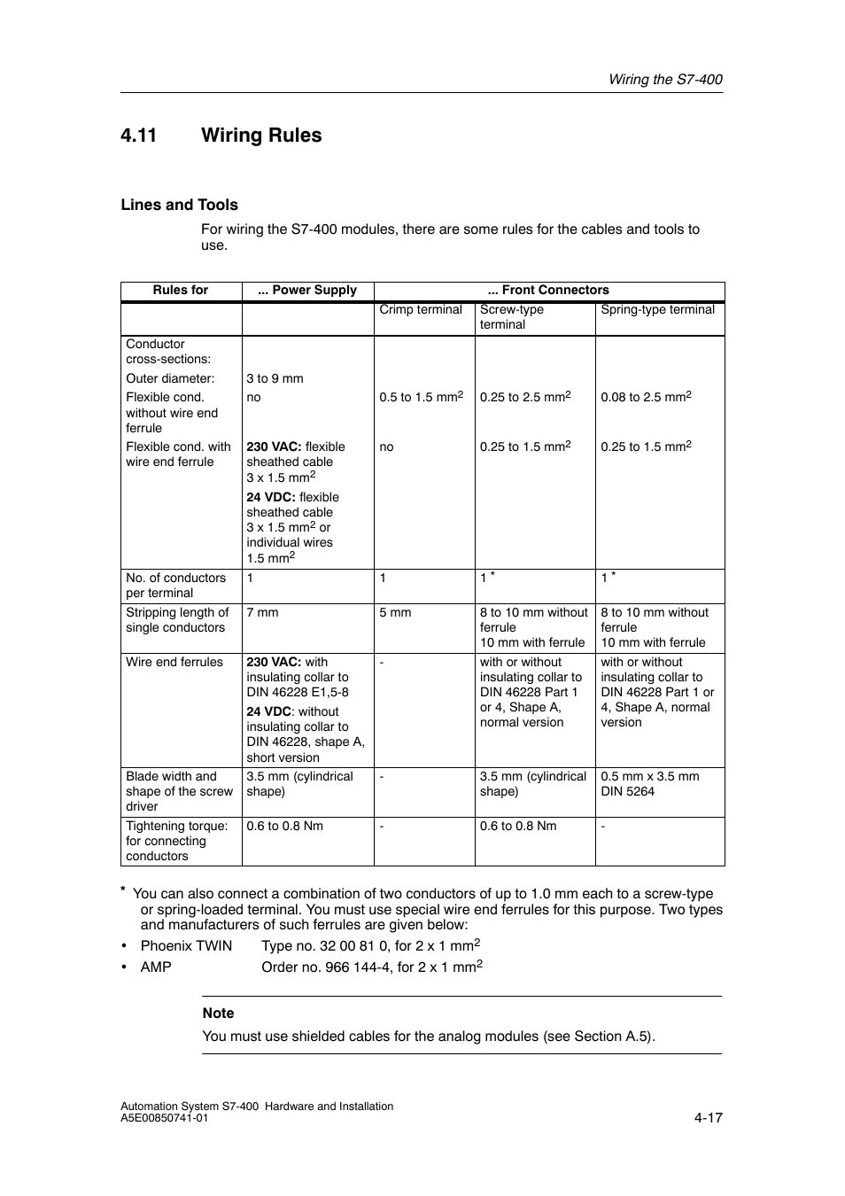 11 wiring rules | Siemens Automation System S7-400 User Manual | Page 77 / 228