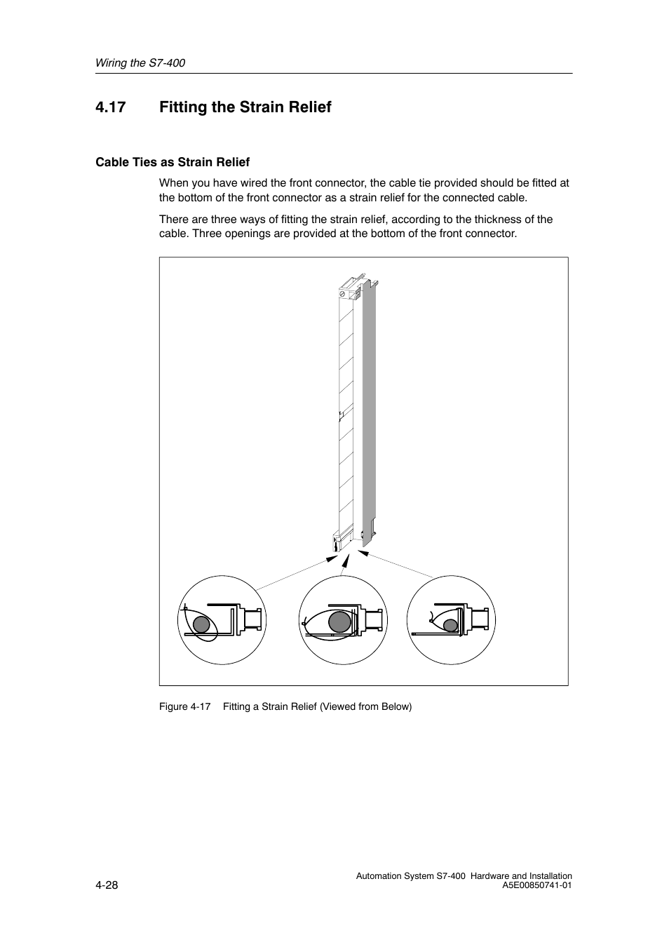 17 fitting the strain relief | Siemens Automation System S7-400 User Manual | Page 88 / 228