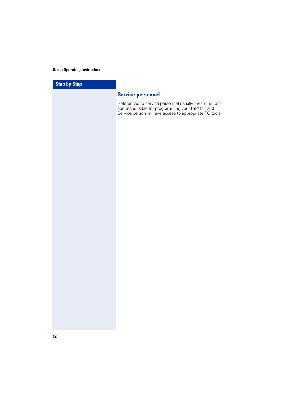 Service personnel | Siemens HIPATH 1200 User Manual | Page 12 / 104