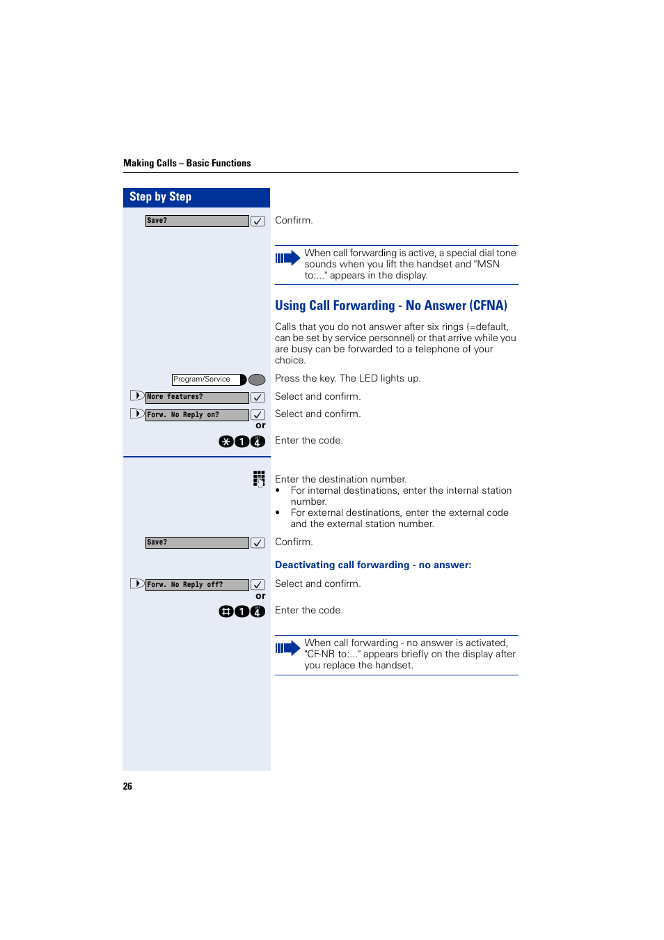 Using call forwarding - no answer (cfna) | Siemens HIPATH 1200 User Manual | Page 26 / 104