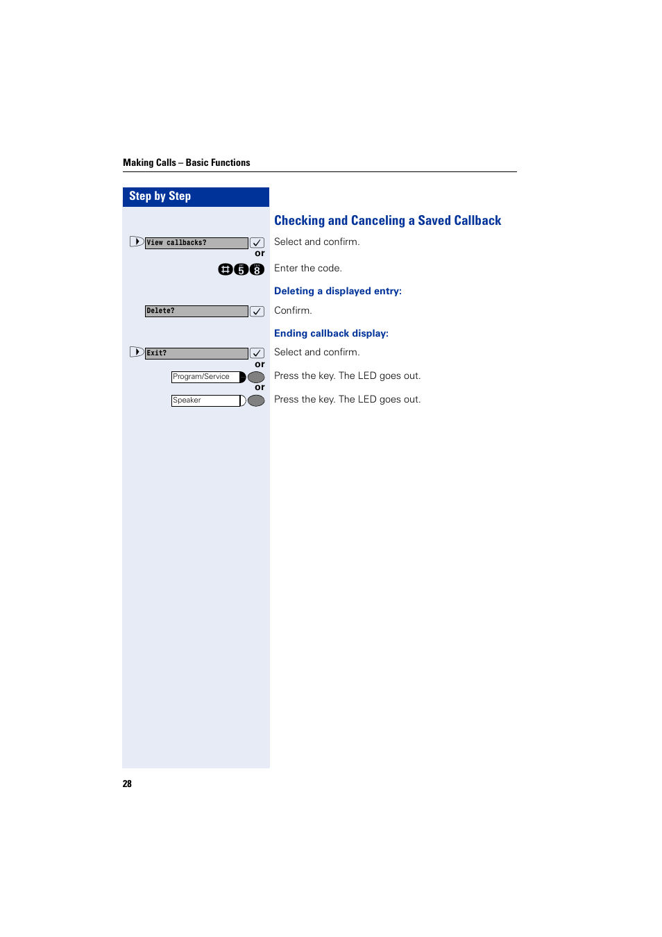 Checking and canceling a saved callback | Siemens HIPATH 1200 User Manual | Page 28 / 104