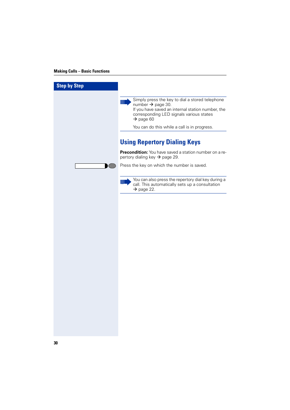 Using repertory dialing keys | Siemens HIPATH 1200 User Manual | Page 30 / 104