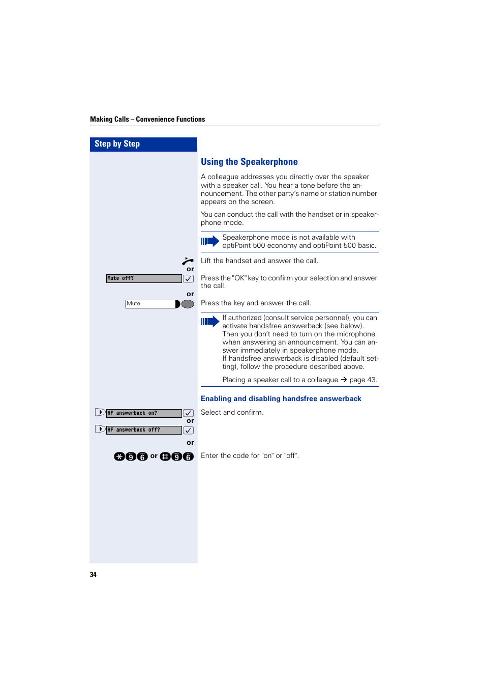 Using the speakerphone | Siemens HIPATH 1200 User Manual | Page 34 / 104