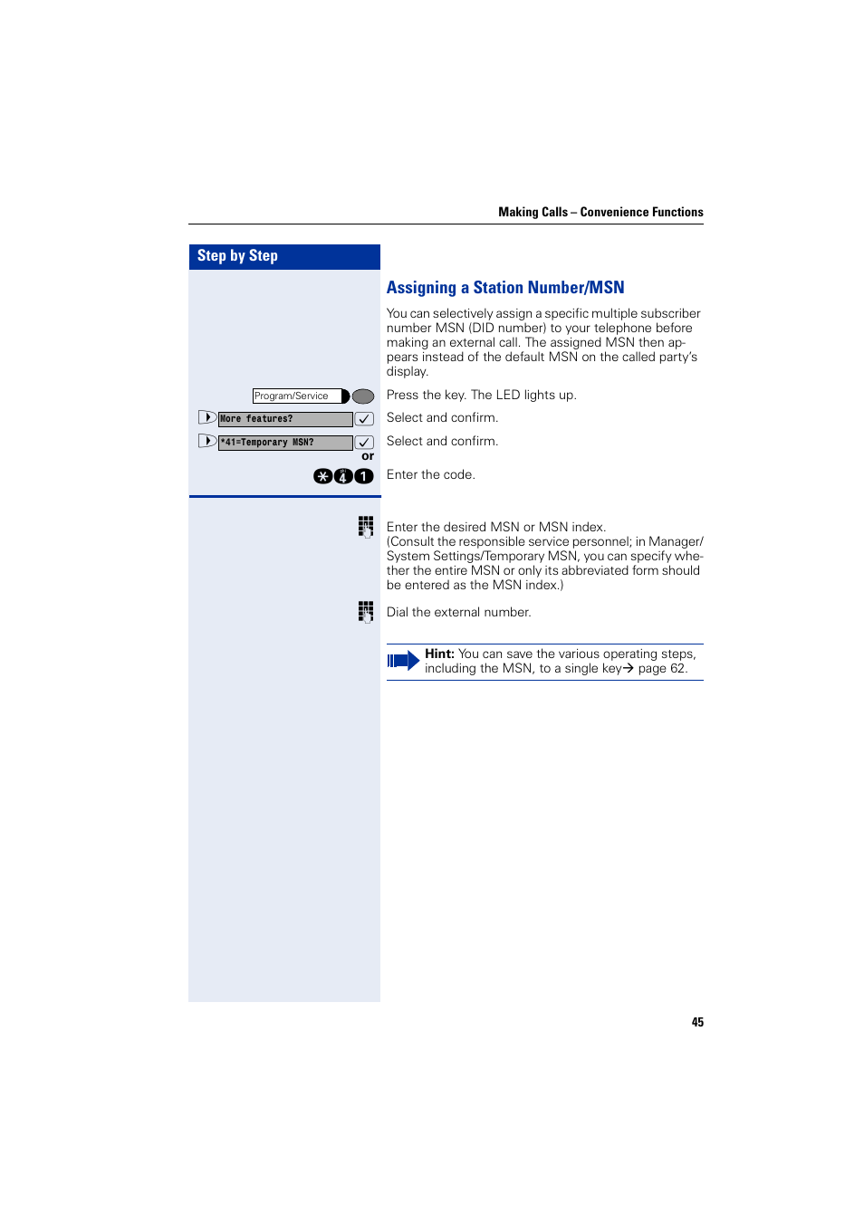 Assigning a station number/msn | Siemens HIPATH 1200 User Manual | Page 45 / 104